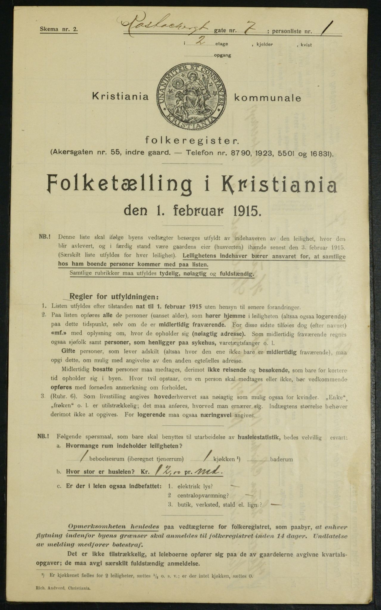 OBA, Kommunal folketelling 1.2.1915 for Kristiania, 1915, s. 84211