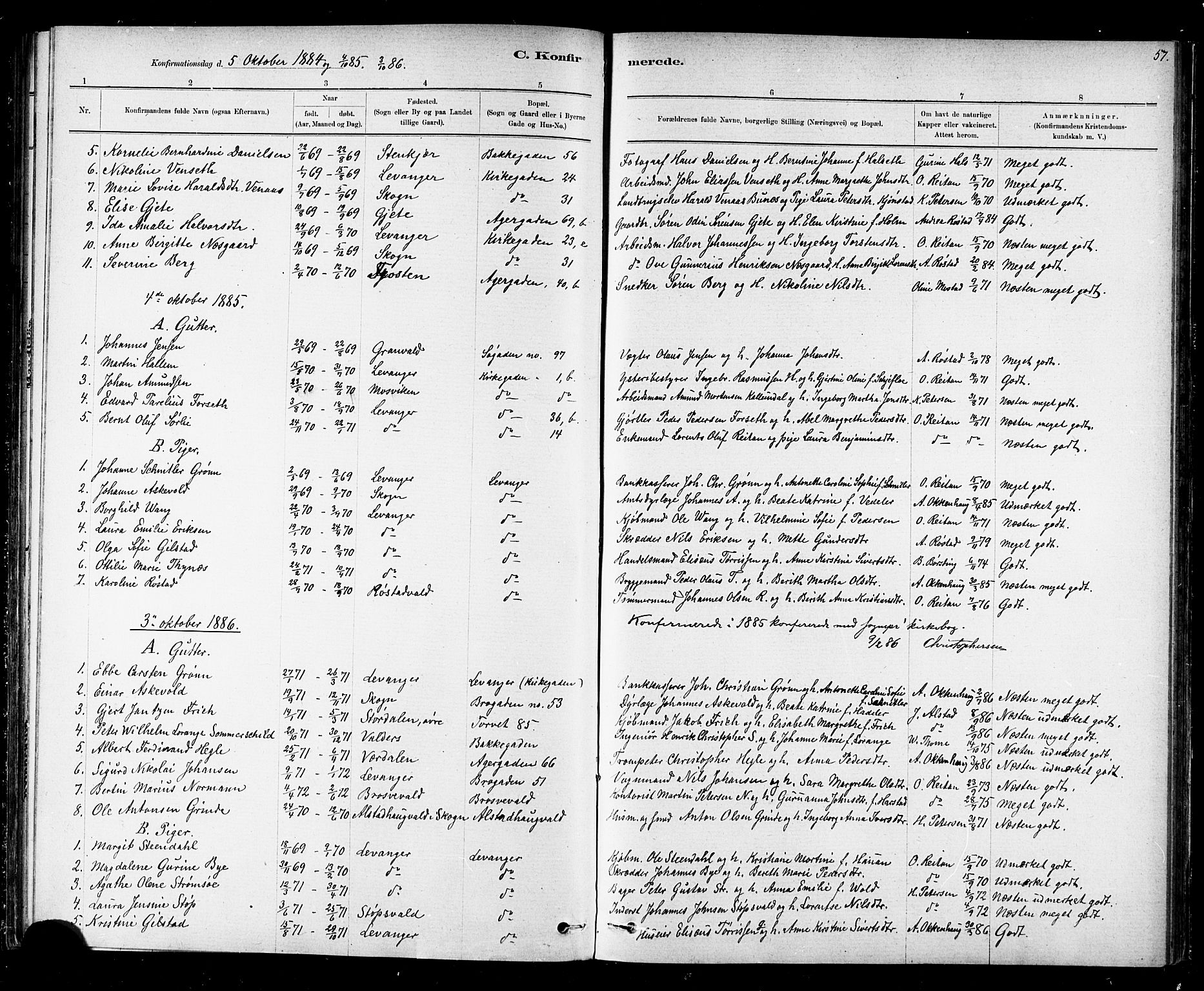 Ministerialprotokoller, klokkerbøker og fødselsregistre - Nord-Trøndelag, SAT/A-1458/720/L0192: Klokkerbok nr. 720C01, 1880-1917, s. 57