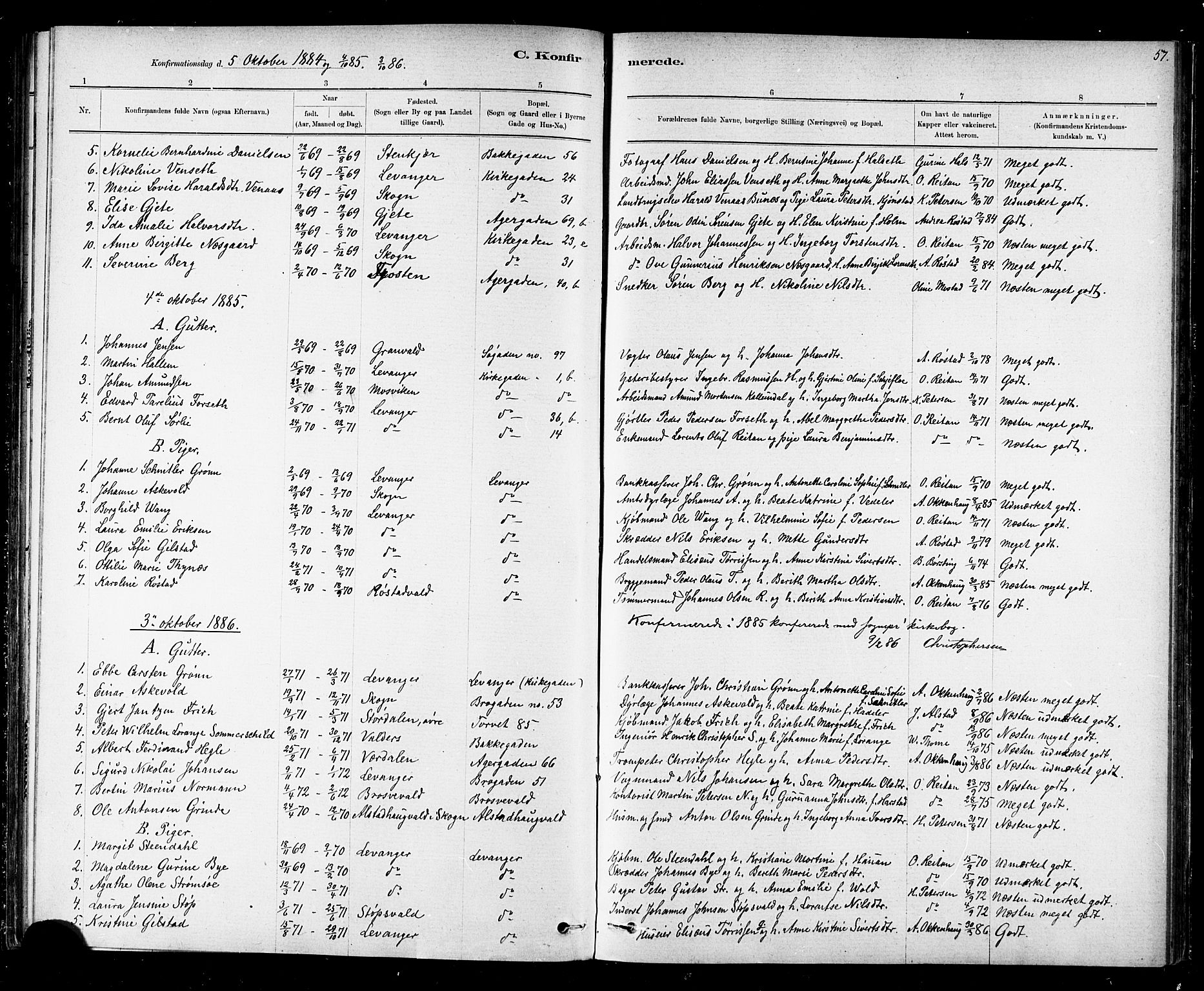 Ministerialprotokoller, klokkerbøker og fødselsregistre - Nord-Trøndelag, AV/SAT-A-1458/720/L0192: Klokkerbok nr. 720C01, 1880-1917, s. 57