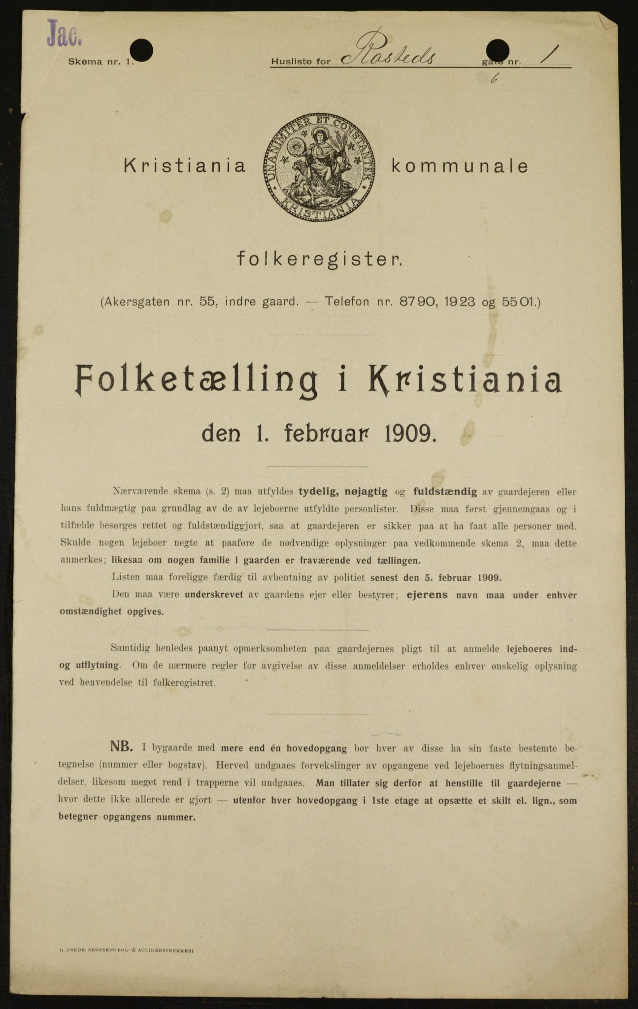 OBA, Kommunal folketelling 1.2.1909 for Kristiania kjøpstad, 1909, s. 76295