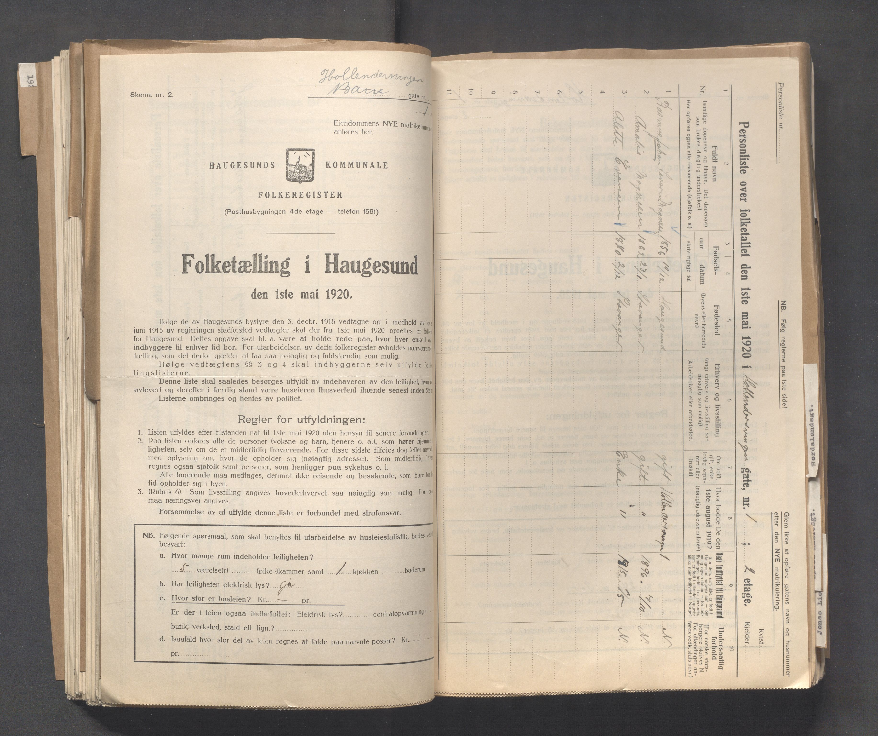 IKAR, Kommunal folketelling 1.5.1920 for Haugesund, 1920, s. 2177