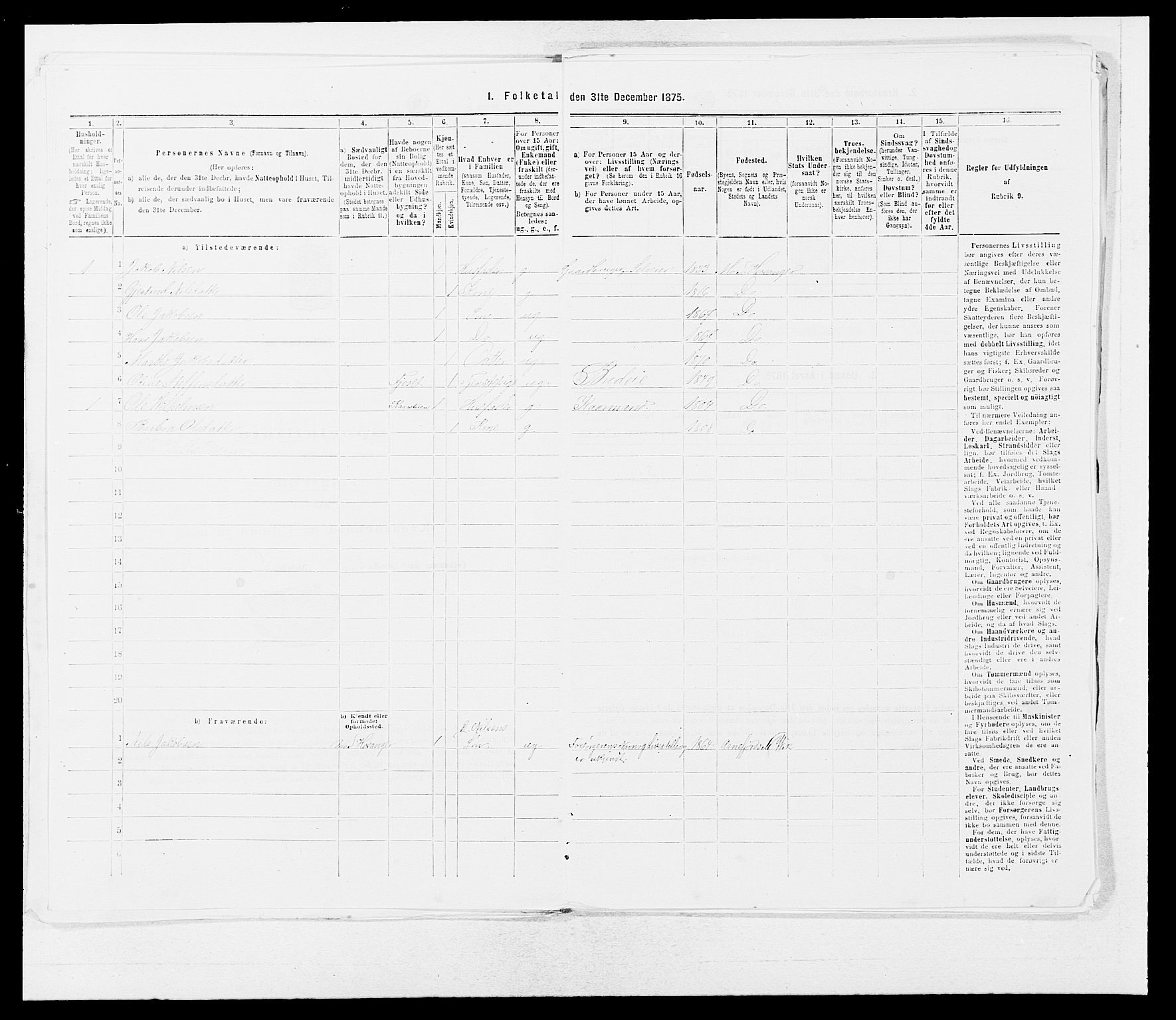 SAB, Folketelling 1875 for 1417P Vik prestegjeld, 1875, s. 319