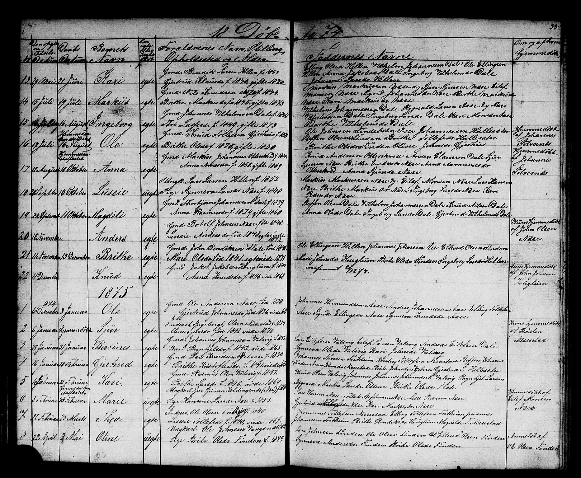 Vik sokneprestembete, AV/SAB-A-81501/H/Hab/Habb/L0001: Klokkerbok nr. B 1, 1847-1877, s. 38