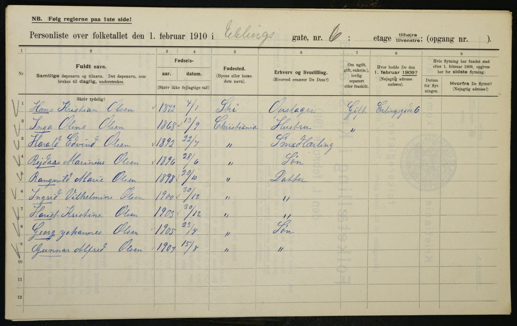 OBA, Kommunal folketelling 1.2.1910 for Kristiania, 1910, s. 20676