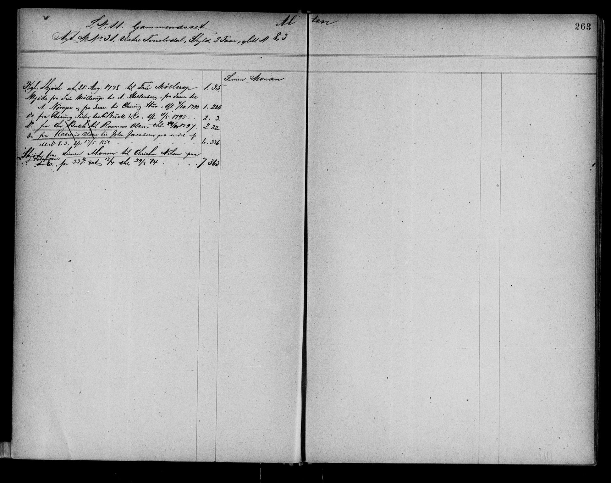 Alta fogderi/sorenskriveri, AV/SATØ-SATØ-5/1/K/Kb/Kba/L0007pantereg: Panteregister nr. 7, 1776, s. 263