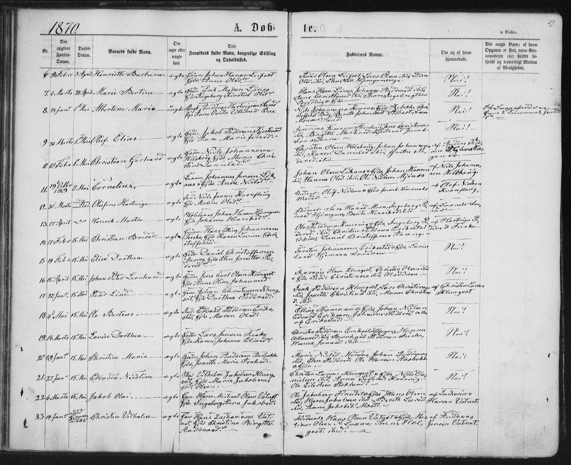 Ministerialprotokoller, klokkerbøker og fødselsregistre - Nordland, AV/SAT-A-1459/852/L0739: Ministerialbok nr. 852A09, 1866-1877, s. 27