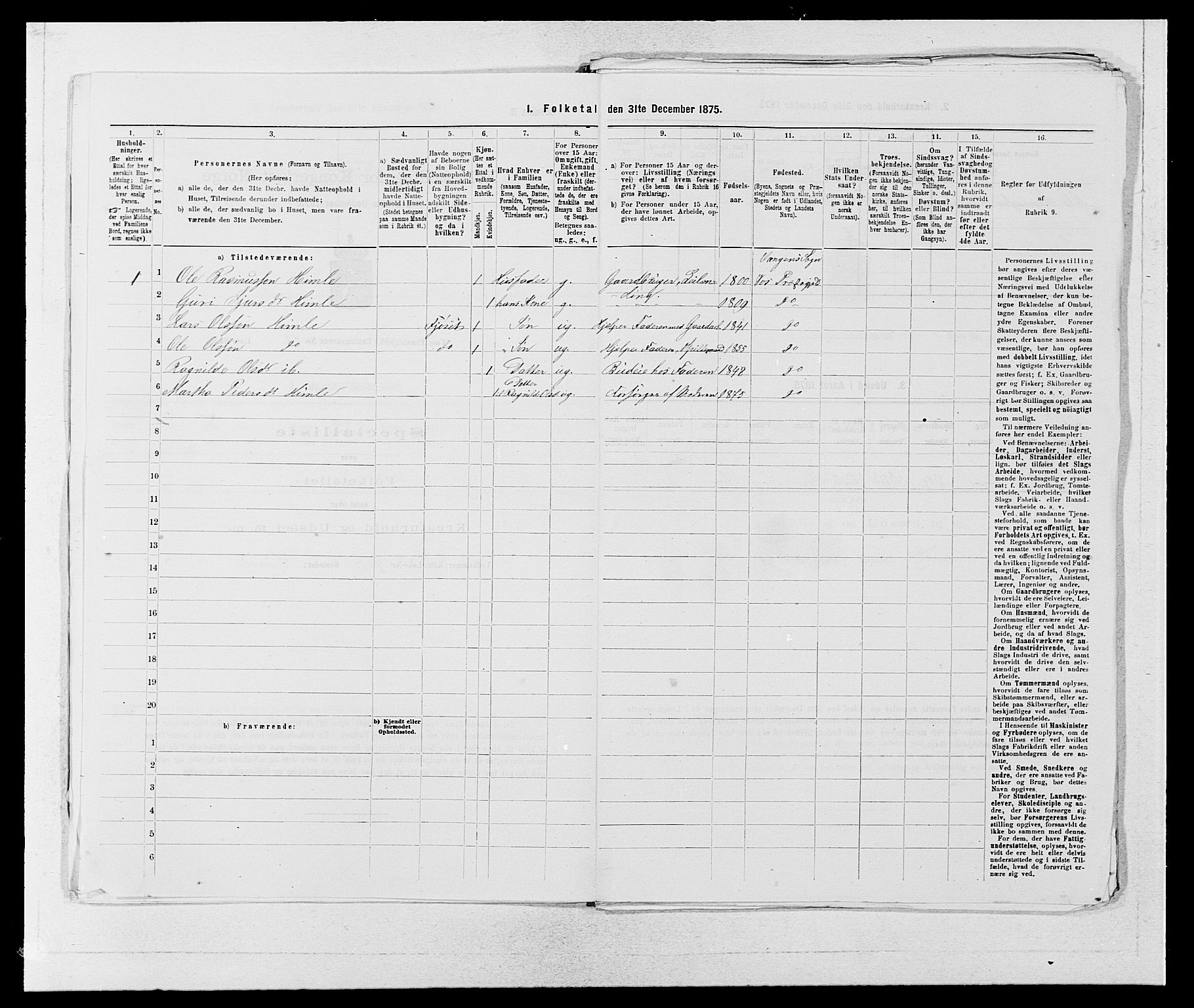 SAB, Folketelling 1875 for 1235P Voss prestegjeld, 1875, s. 1404