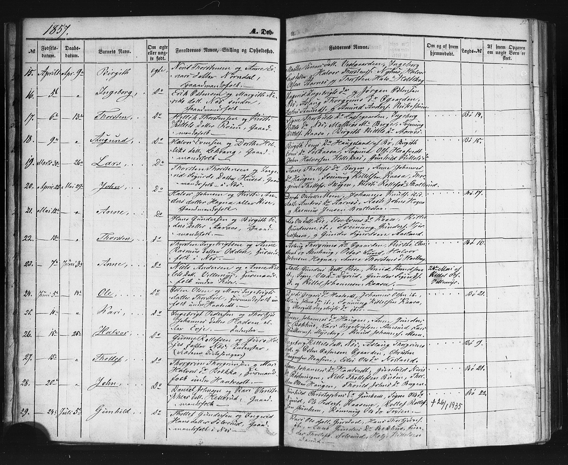 Sauherad kirkebøker, AV/SAKO-A-298/F/Fb/L0001: Ministerialbok nr. II 1, 1851-1877, s. 22