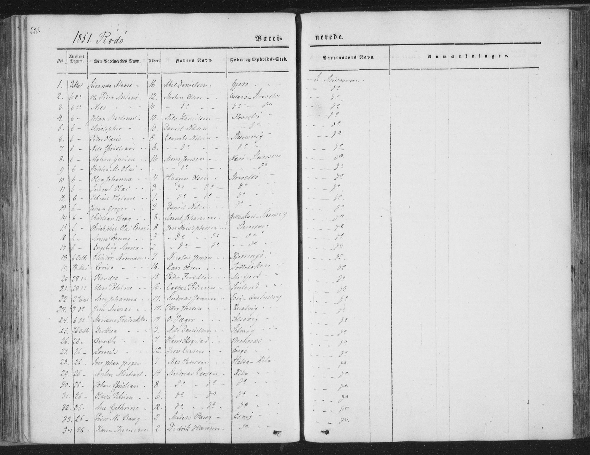 Ministerialprotokoller, klokkerbøker og fødselsregistre - Nordland, AV/SAT-A-1459/841/L0604: Ministerialbok nr. 841A09 /1, 1845-1862, s. 228