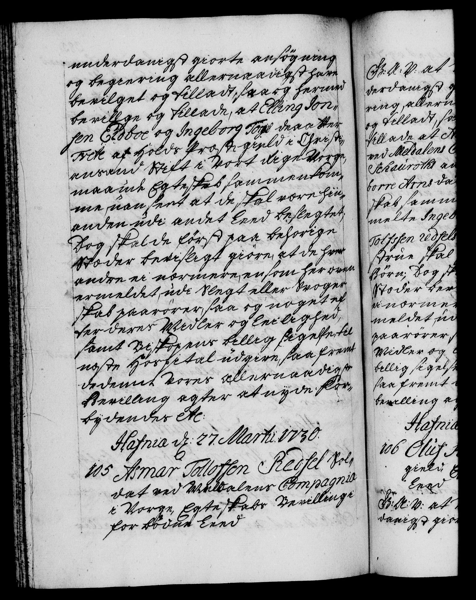 Danske Kanselli 1572-1799, RA/EA-3023/F/Fc/Fca/Fcaa/L0026: Norske registre, 1729-1730, s. 385b
