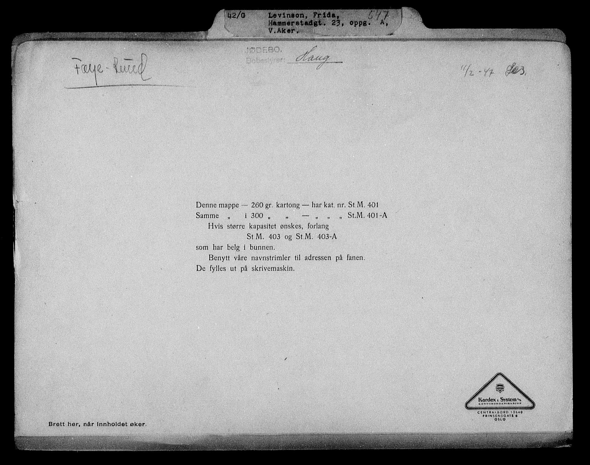 Justisdepartementet, Tilbakeføringskontoret for inndratte formuer, RA/S-1564/H/Hc/Hcc/L0958: --, 1945-1947, s. 478