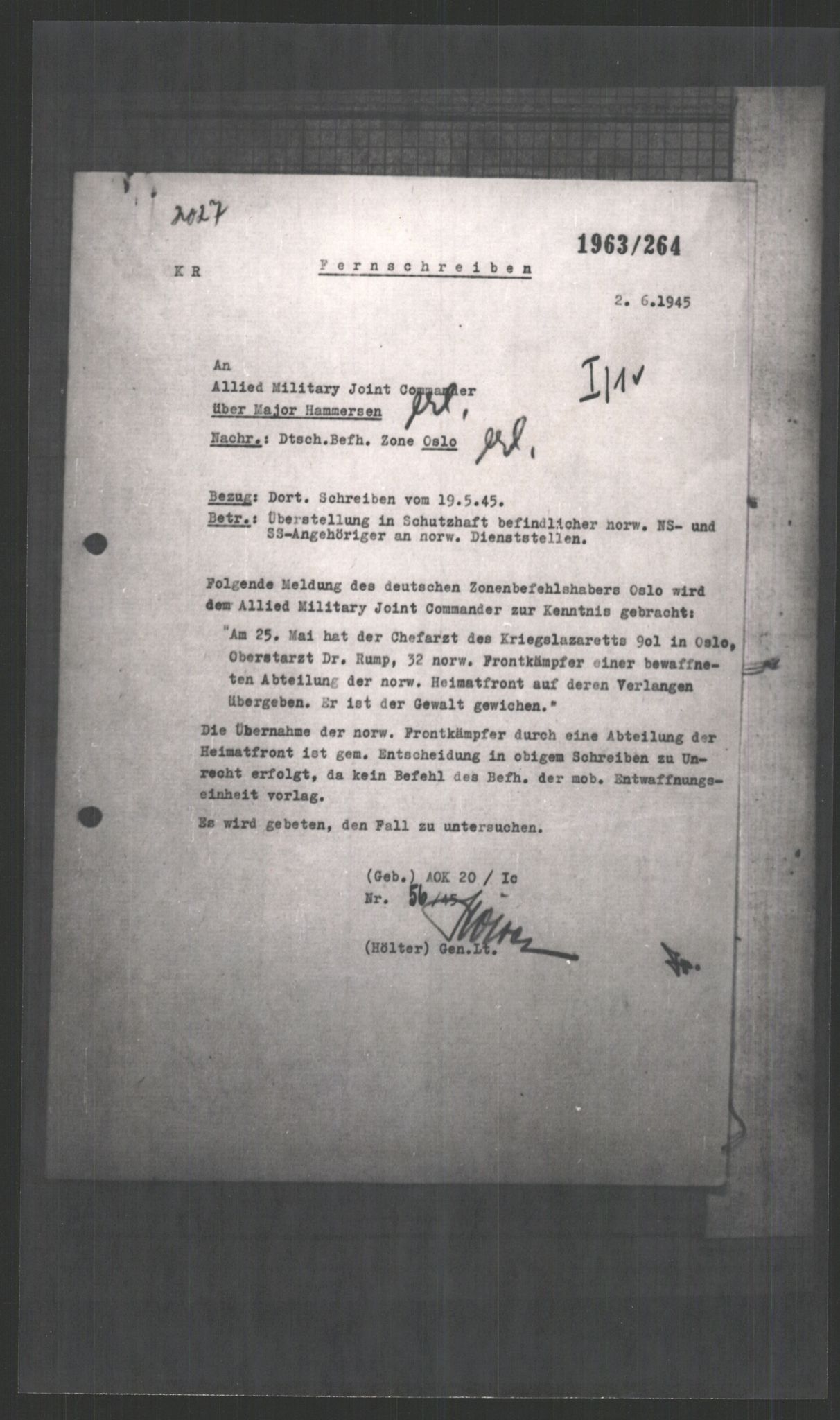 Forsvarets Overkommando. 2 kontor. Arkiv 11.4. Spredte tyske arkivsaker, AV/RA-RAFA-7031/D/Dar/Dara/L0011: Korrespondanse og kartreferanser, 1940-1945, s. 362