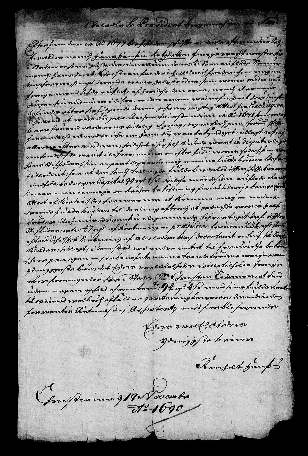 Stattholderembetet 1572-1771, RA/EA-2870/Af/L0004: Avskrifter av vedlegg til originale supplikker, nummerert i samsvar med supplikkbøkene, 1691-1694, s. 14