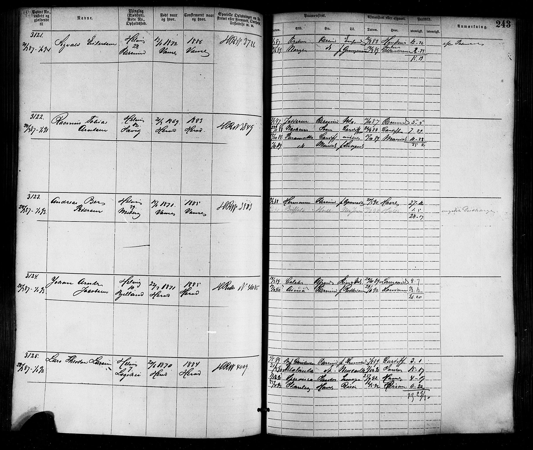 Farsund mønstringskrets, SAK/2031-0017/F/Fa/L0006: Annotasjonsrulle nr 1911-3805 med register, Z-3, 1877-1894, s. 275