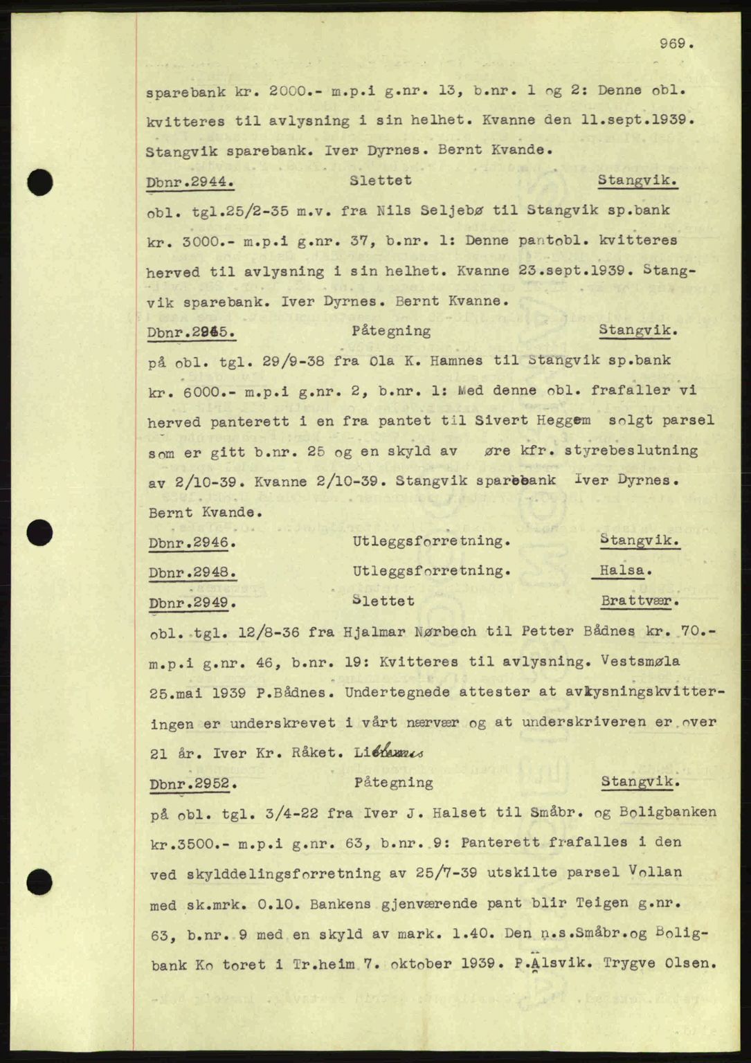 Nordmøre sorenskriveri, SAT/A-4132/1/2/2Ca: Pantebok nr. C80, 1936-1939, Dagboknr: 2944/1939