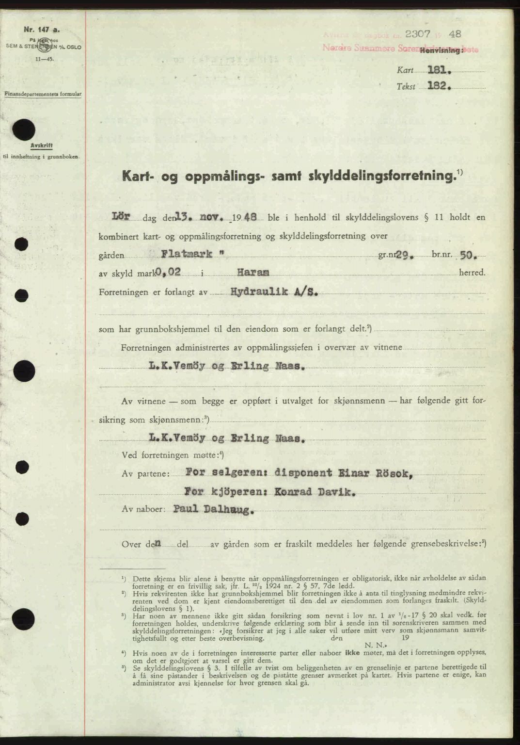 Nordre Sunnmøre sorenskriveri, SAT/A-0006/1/2/2C/2Ca: Pantebok nr. A29, 1948-1949, Dagboknr: 2307/1948
