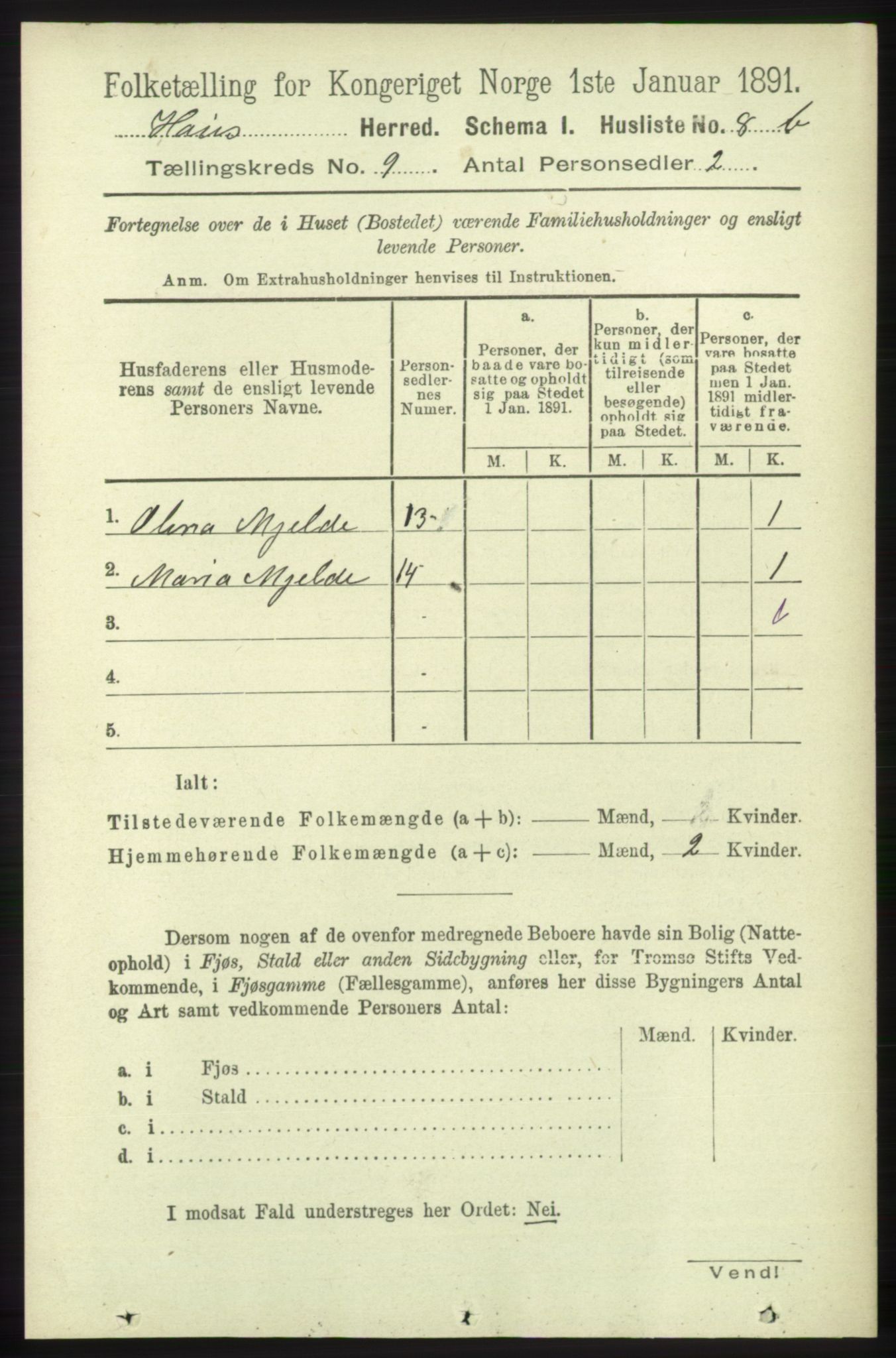 RA, Folketelling 1891 for 1250 Haus herred, 1891, s. 3514