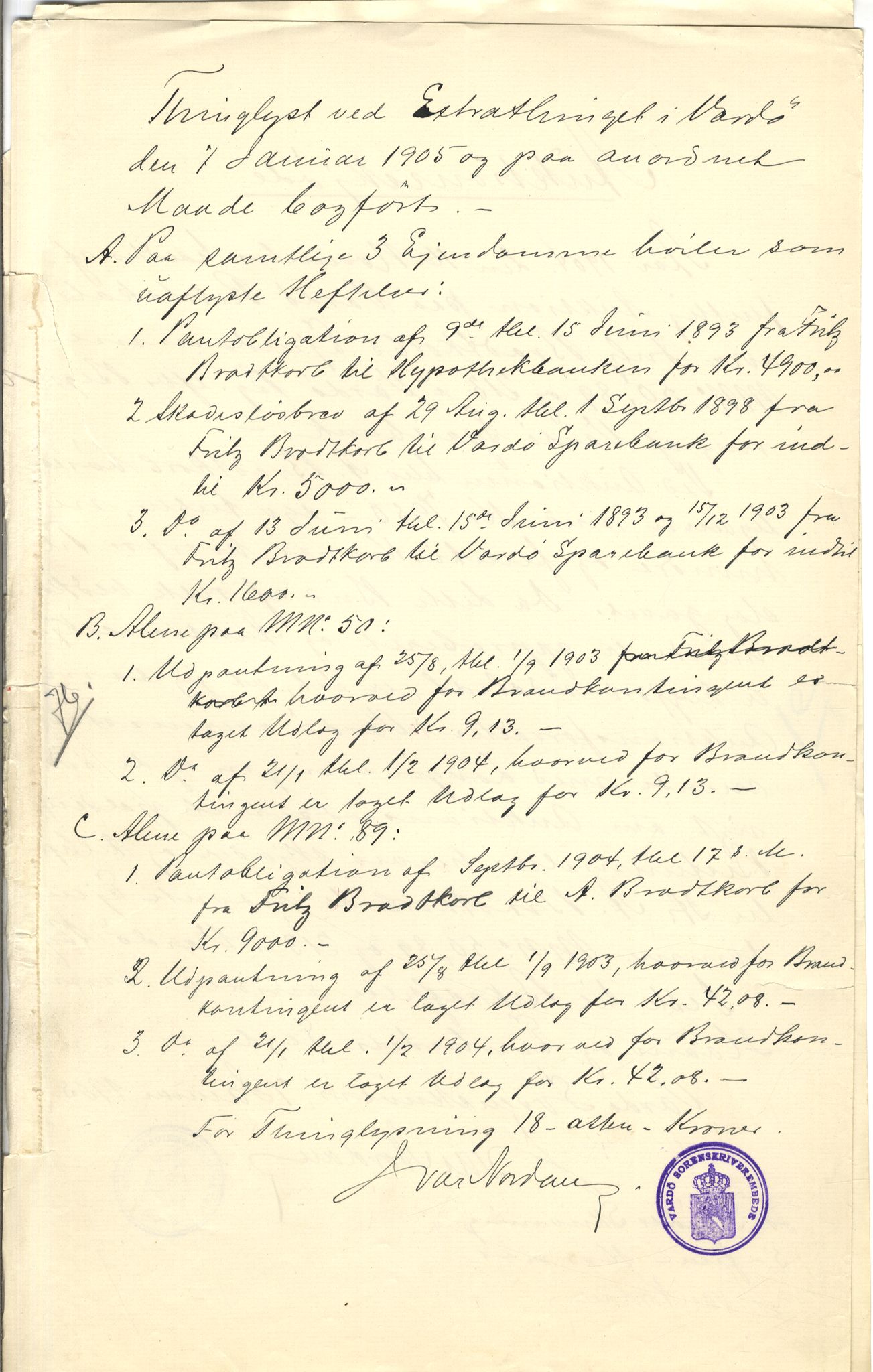 Brodtkorb handel A/S, VAMU/A-0001/Q/Qb/L0001: Skjøter og grunnbrev i Vardø by, 1822-1943, s. 414