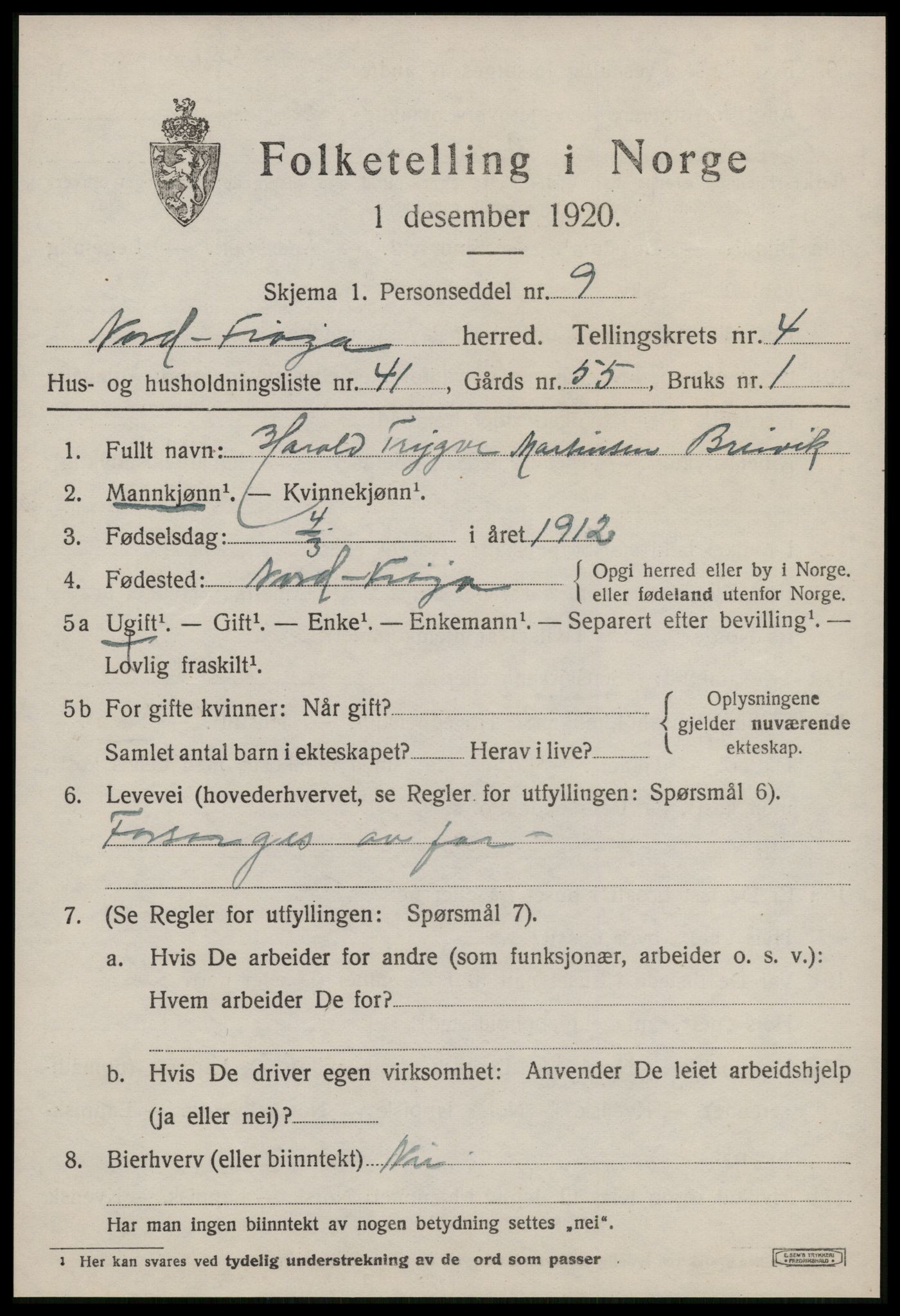 SAT, Folketelling 1920 for 1620 Nord-Frøya herred, 1920, s. 8627