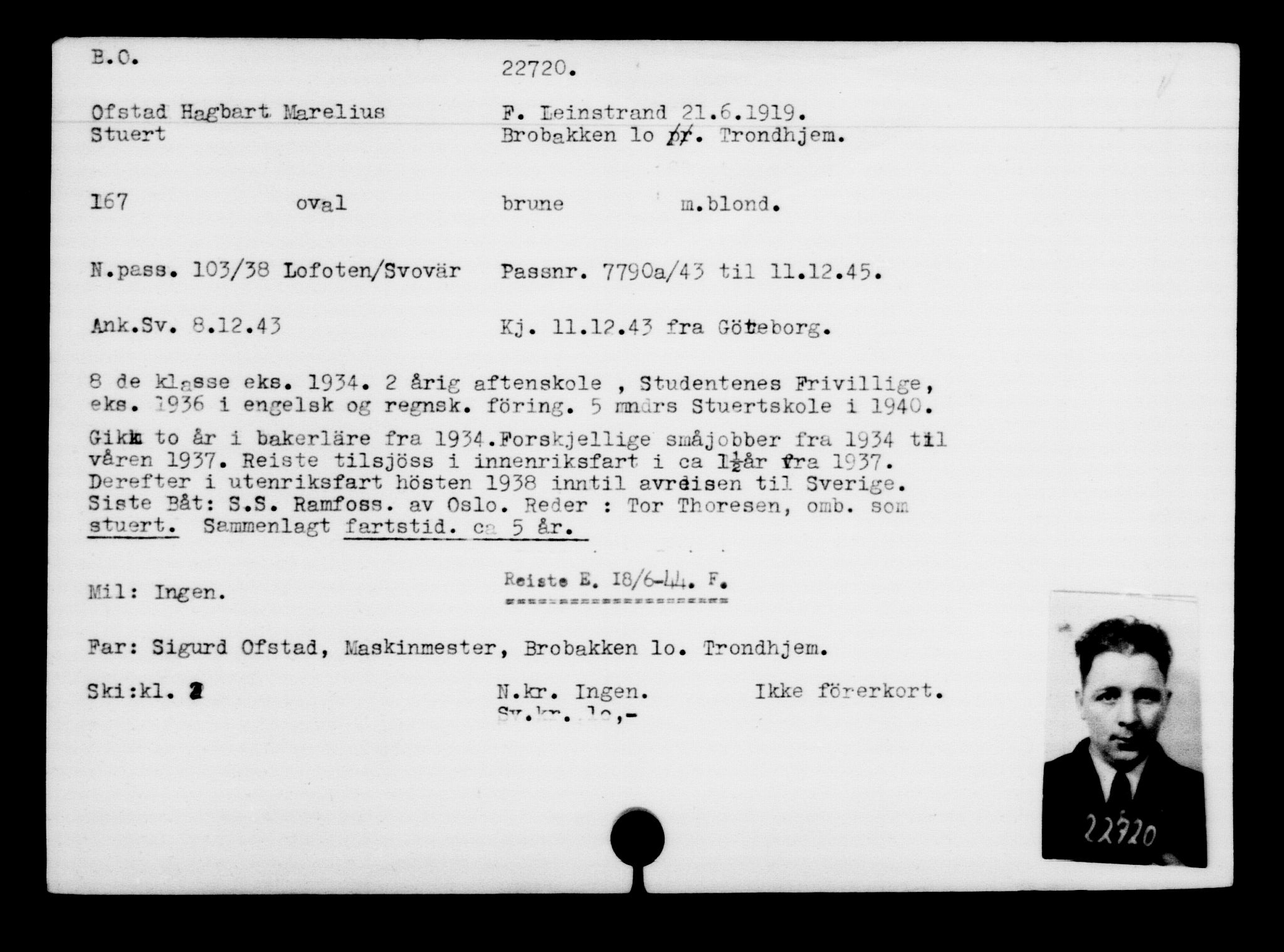 Utenriksstasjonene, Legasjonen i Stockholm, Flyktningkontoret, AV/RA-S-6753/V/Va/L0010: Kjesäterkartoteket, flyktninger med registreringsnr. 22000-25314, 1940-1945, s. 794