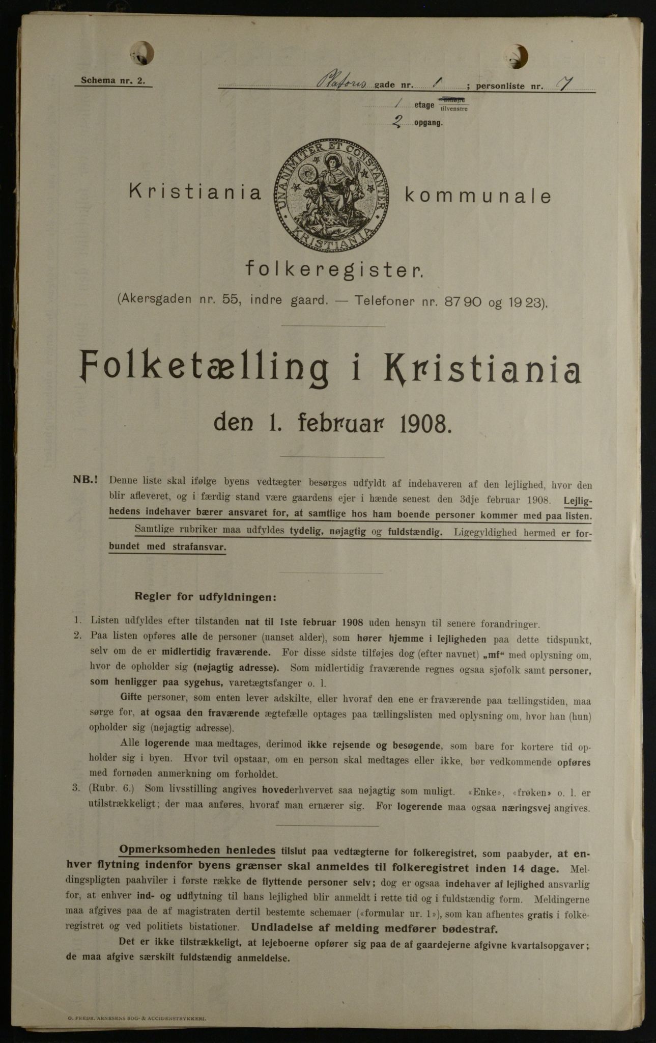 OBA, Kommunal folketelling 1.2.1908 for Kristiania kjøpstad, 1908, s. 71964