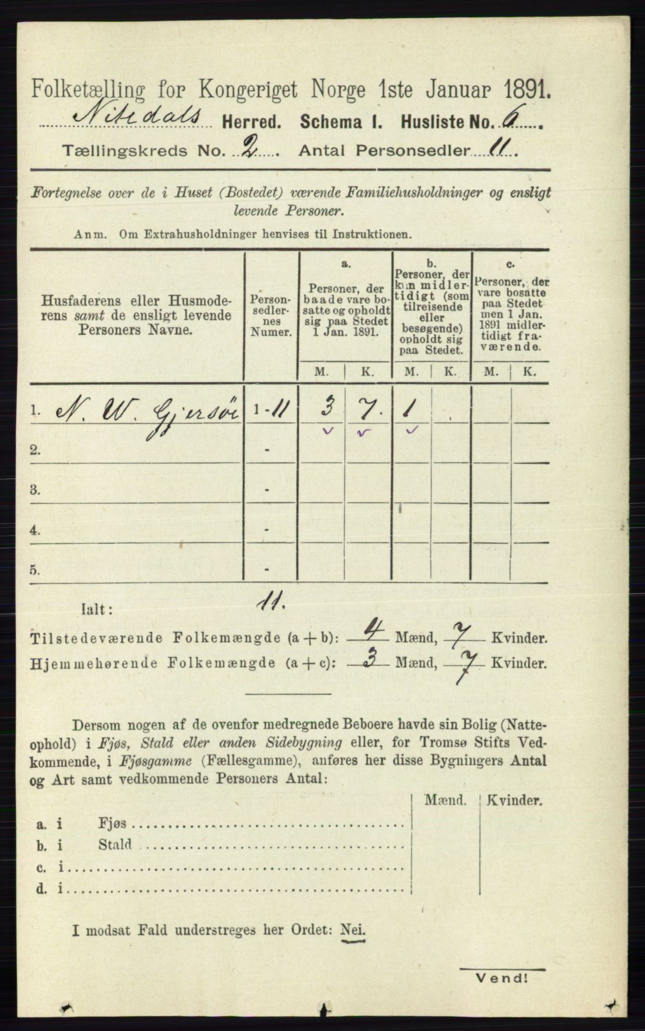 RA, Folketelling 1891 for 0233 Nittedal herred, 1891, s. 507