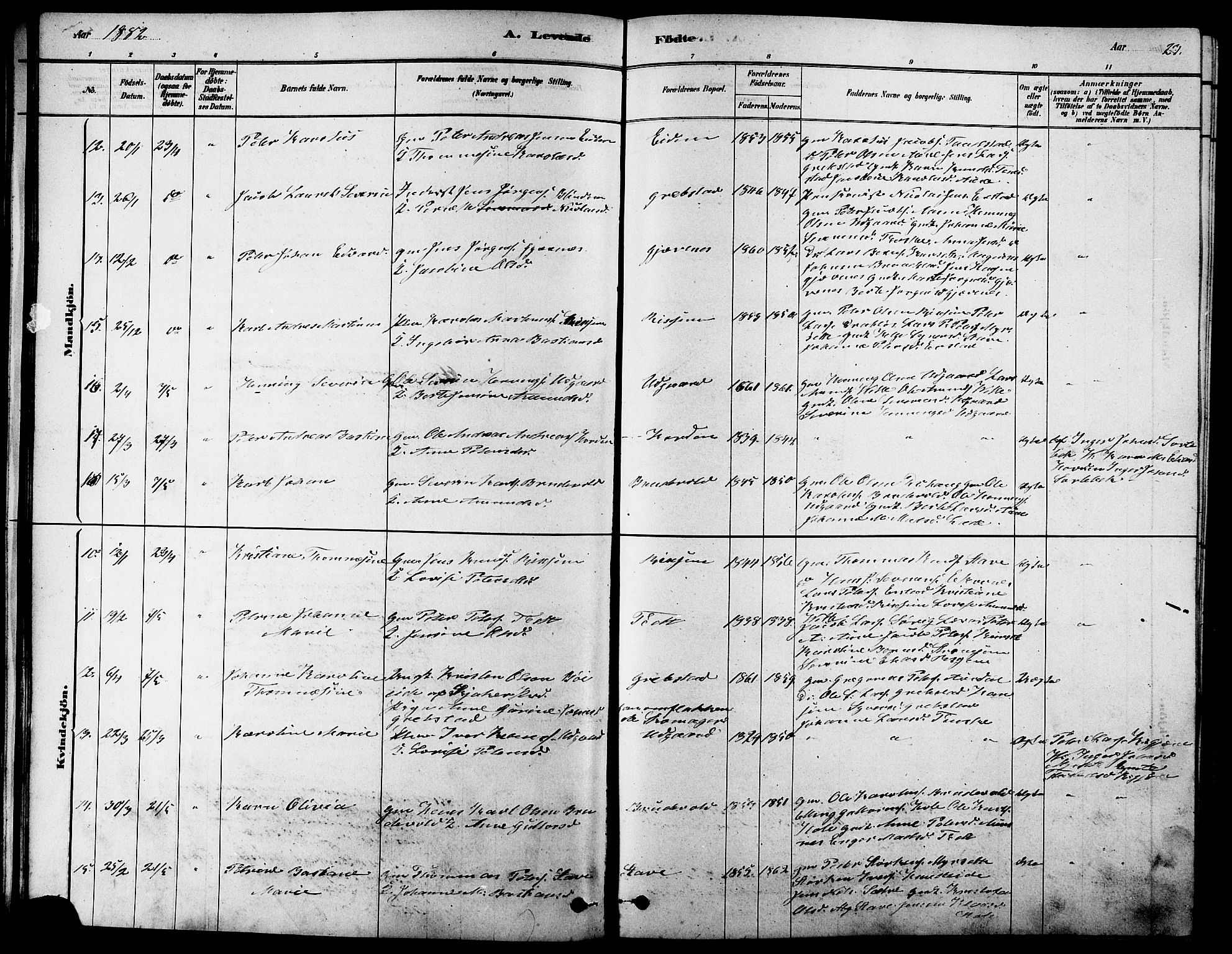 Ministerialprotokoller, klokkerbøker og fødselsregistre - Møre og Romsdal, AV/SAT-A-1454/523/L0339: Klokkerbok nr. 523C02, 1878-1891, s. 23