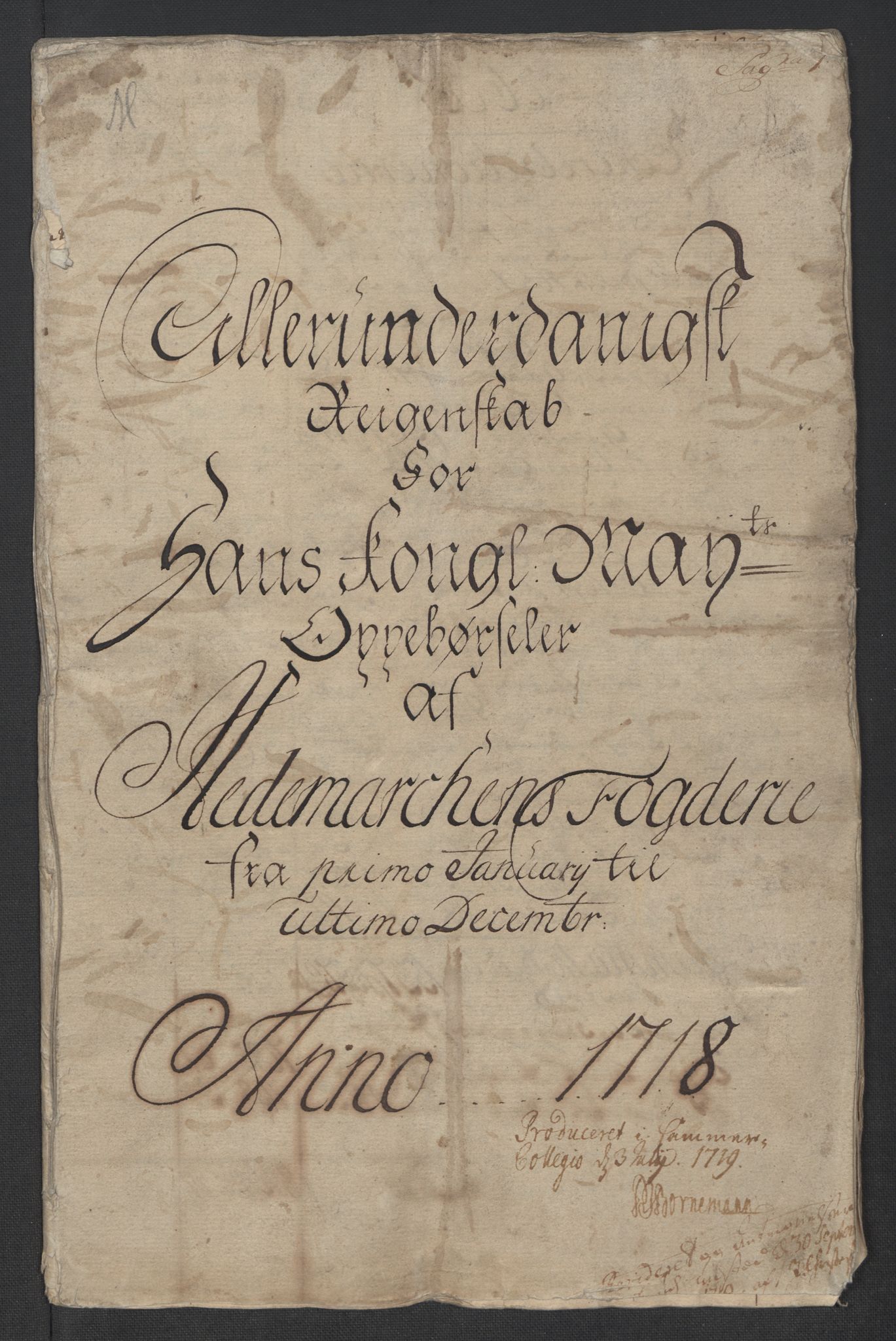 Rentekammeret inntil 1814, Reviderte regnskaper, Fogderegnskap, RA/EA-4092/R16/L1057: Fogderegnskap Hedmark, 1718, s. 3