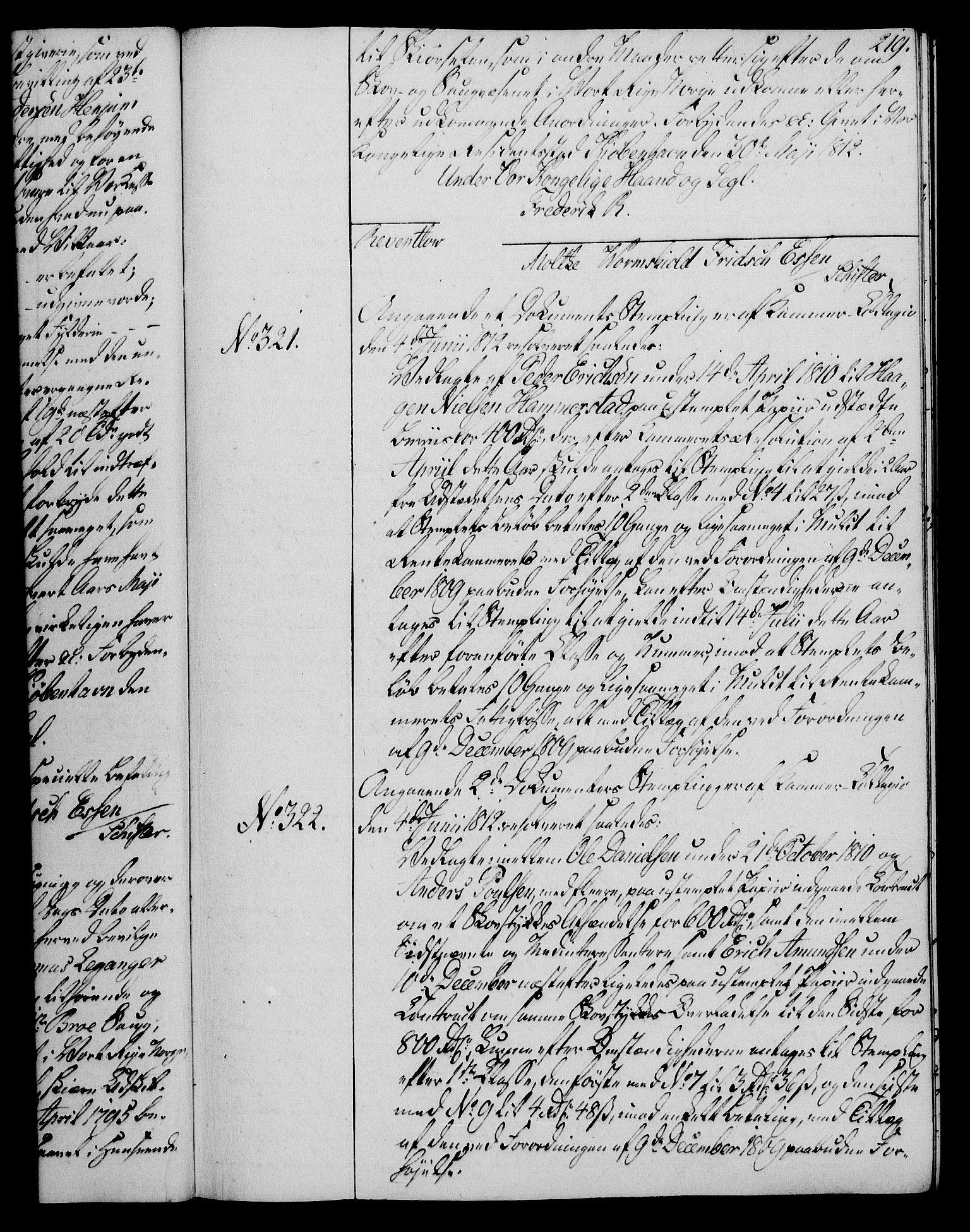 Rentekammeret, Kammerkanselliet, AV/RA-EA-3111/G/Gg/Gga/L0020: Norsk ekspedisjonsprotokoll med register (merket RK 53.20), 1811-1814, s. 219