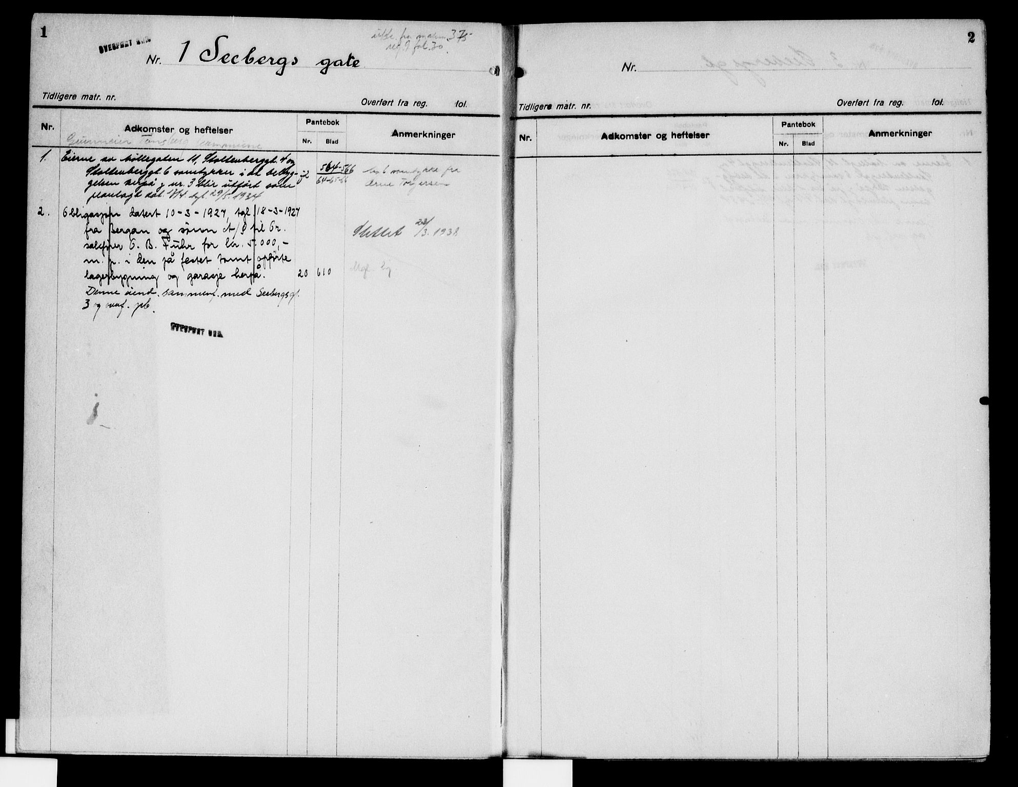 Tønsberg byfogd, SAKO/A-224/G/Gb/Gba/Gbac/L0005: Panteregister nr. III 5, s. 1-2