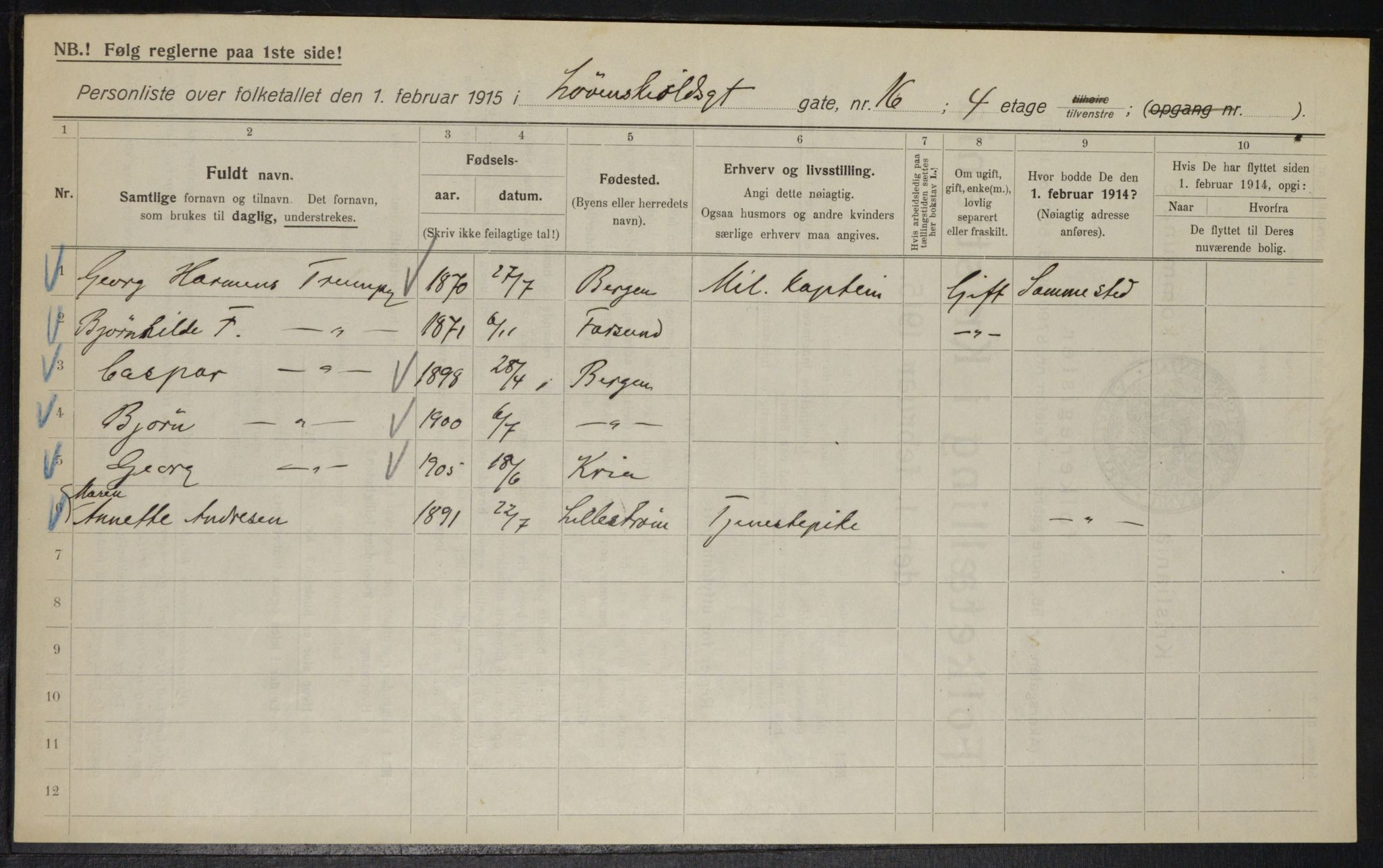 OBA, Kommunal folketelling 1.2.1915 for Kristiania, 1915, s. 58432