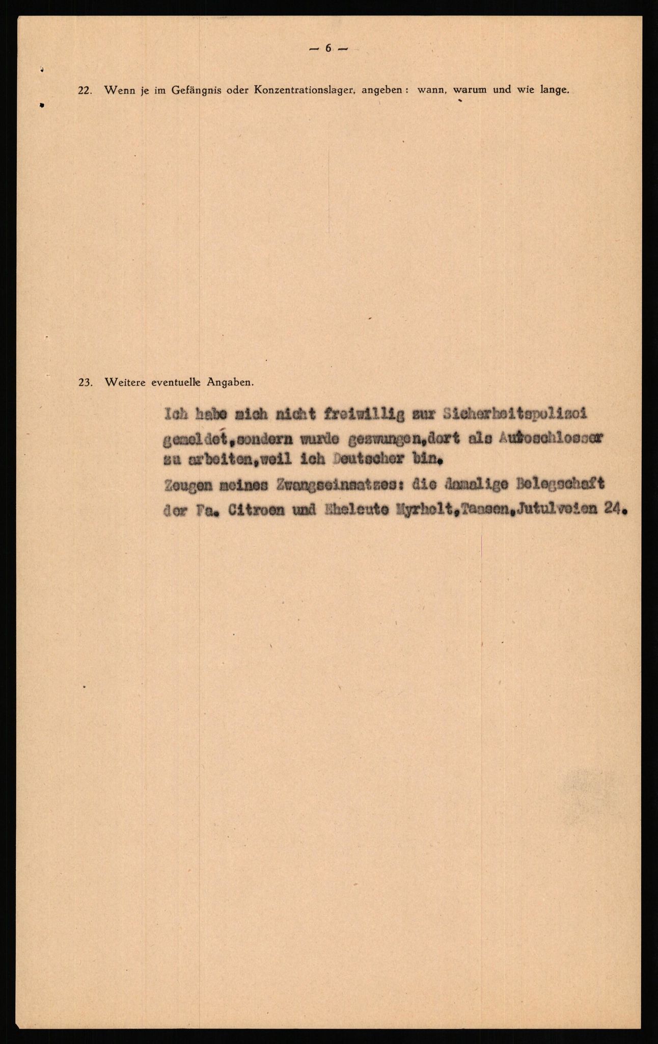 Forsvaret, Forsvarets overkommando II, AV/RA-RAFA-3915/D/Db/L0026: CI Questionaires. Tyske okkupasjonsstyrker i Norge. Tyskere., 1945-1946, s. 362