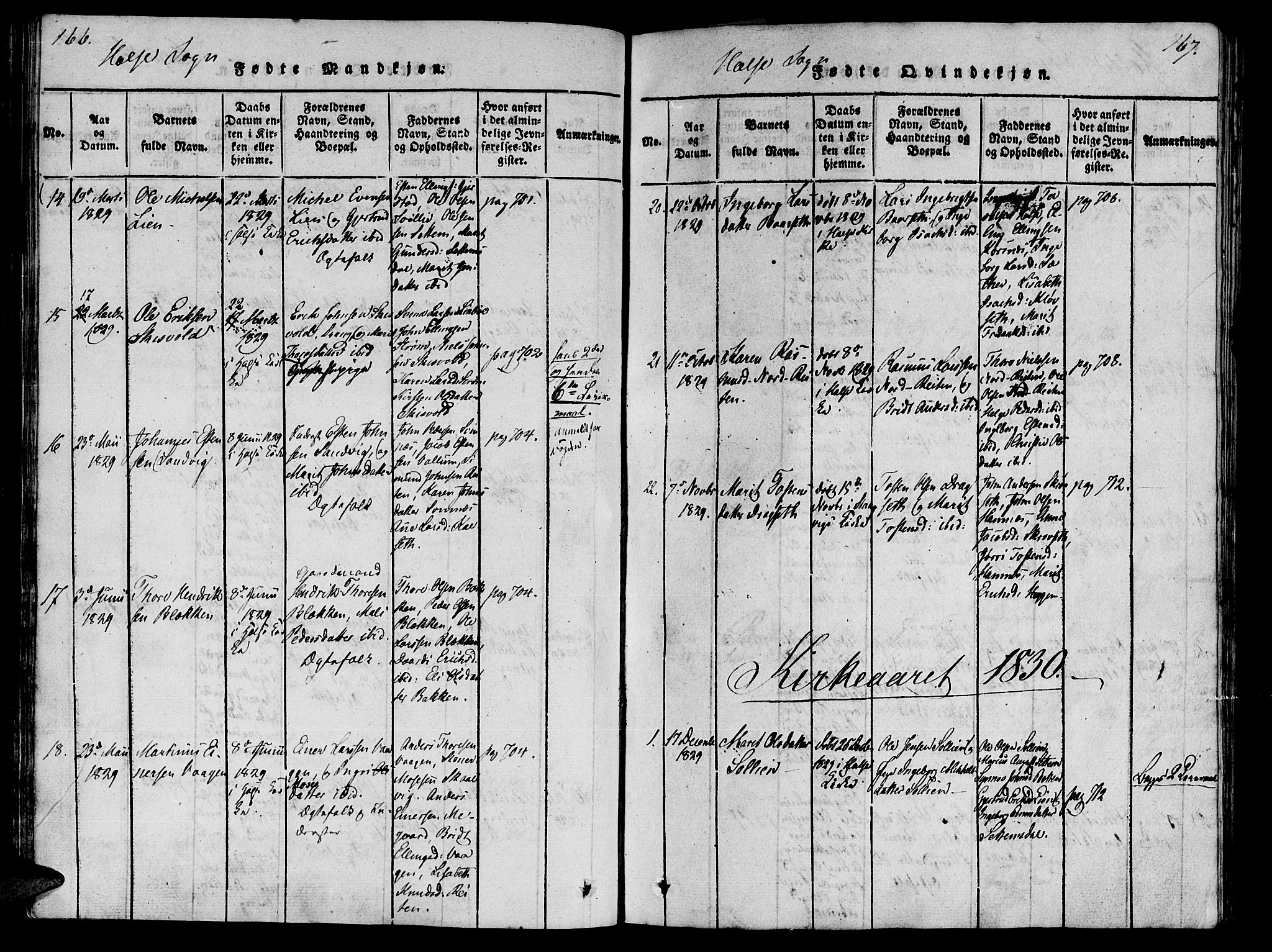 Ministerialprotokoller, klokkerbøker og fødselsregistre - Møre og Romsdal, AV/SAT-A-1454/592/L1023: Ministerialbok nr. 592A02, 1820-1830, s. 166-167