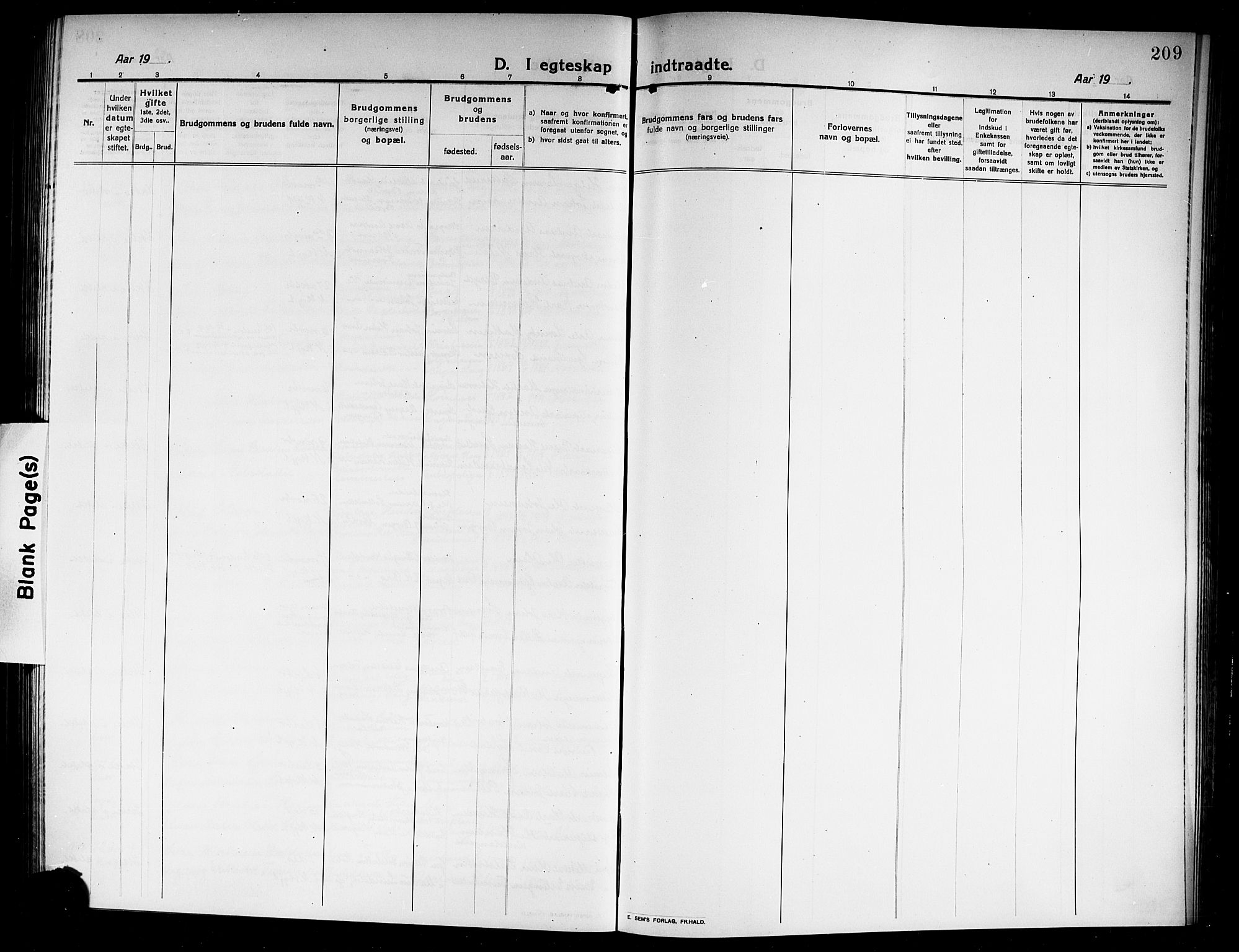 Norderhov kirkebøker, AV/SAKO-A-237/G/Ga/L0009: Klokkerbok nr. I 9, 1913-1920, s. 209