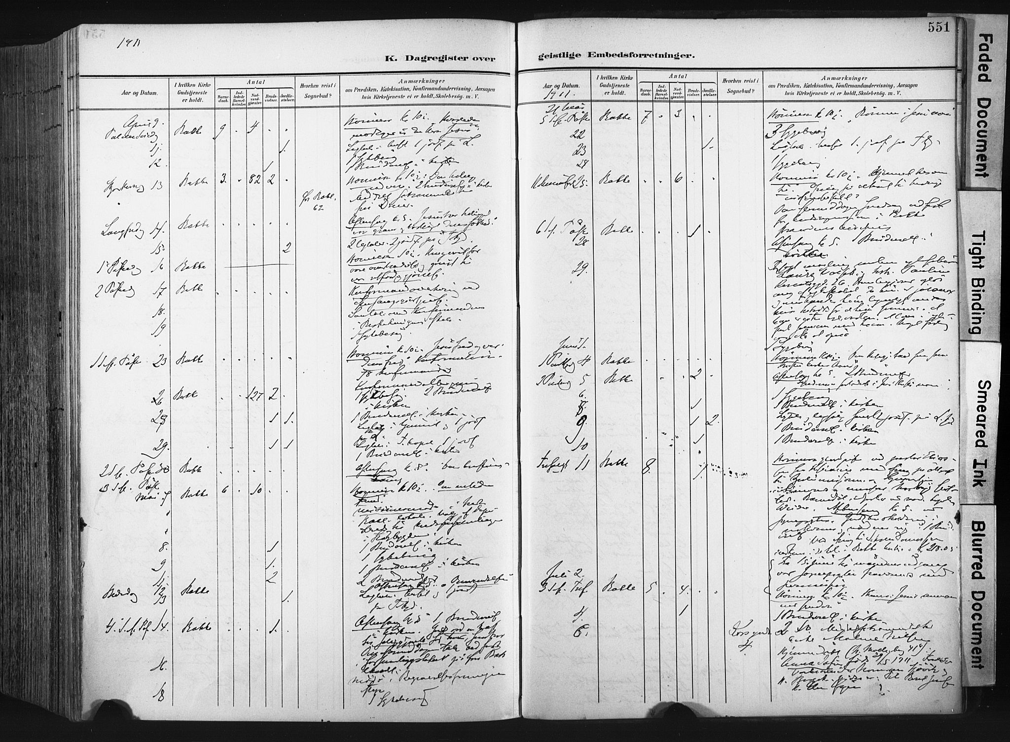 Ministerialprotokoller, klokkerbøker og fødselsregistre - Sør-Trøndelag, SAT/A-1456/604/L0201: Ministerialbok nr. 604A21, 1901-1911, s. 551