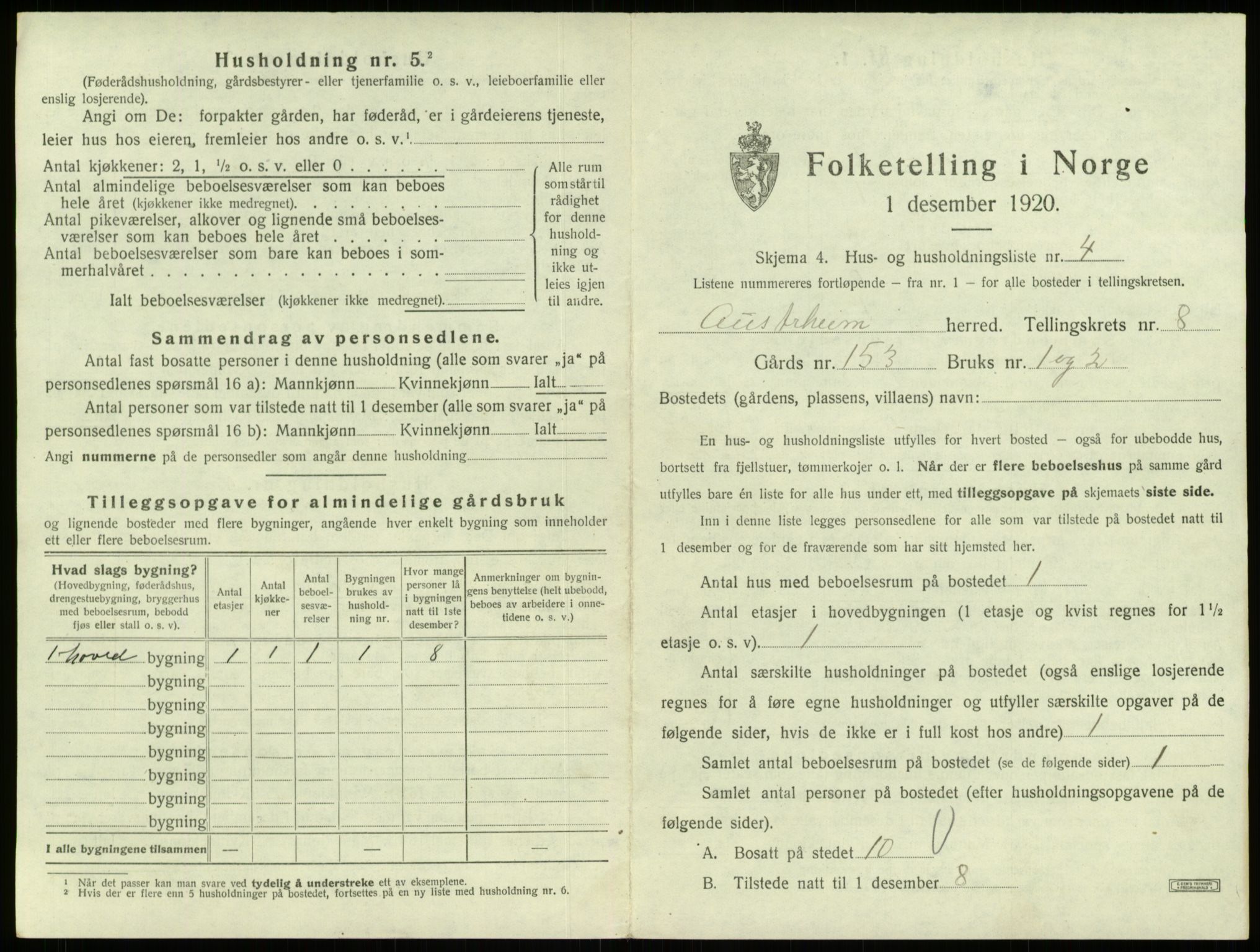 SAB, Folketelling 1920 for 1264 Austrheim herred, 1920, s. 390