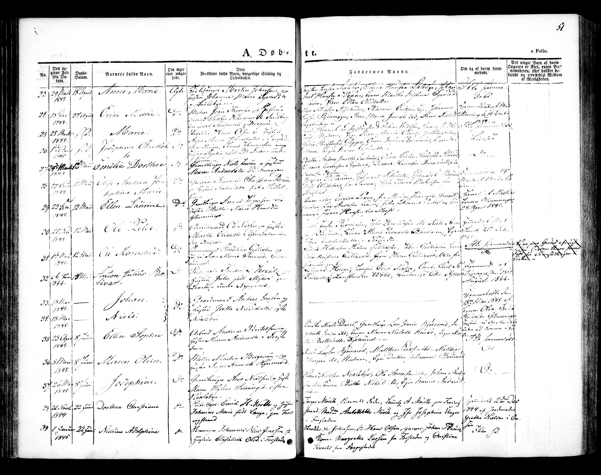 Glemmen prestekontor Kirkebøker, SAO/A-10908/F/Fa/L0005: Ministerialbok nr. 5, 1838-1852, s. 51