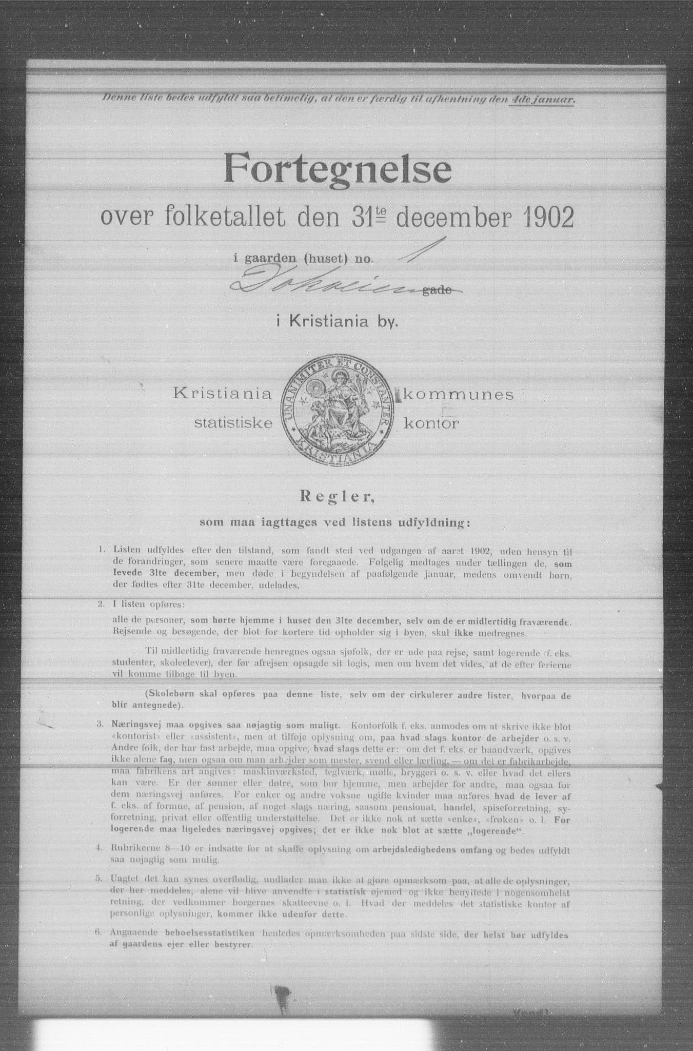 OBA, Kommunal folketelling 31.12.1902 for Kristiania kjøpstad, 1902, s. 3010