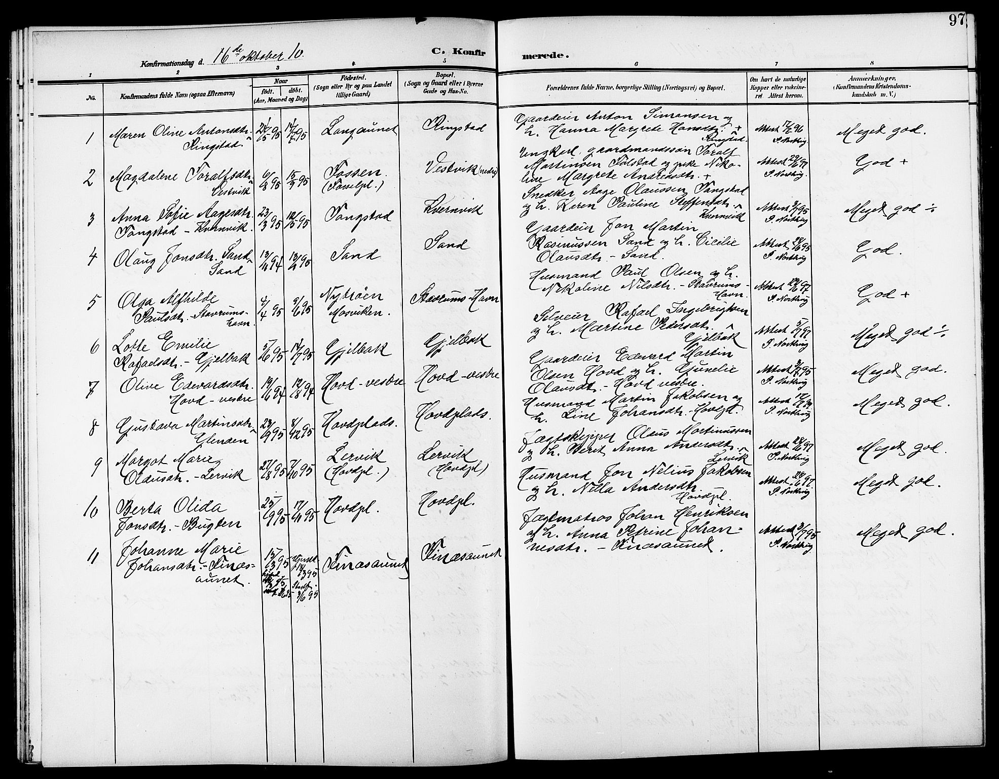 Ministerialprotokoller, klokkerbøker og fødselsregistre - Nord-Trøndelag, AV/SAT-A-1458/744/L0424: Klokkerbok nr. 744C03, 1906-1923, s. 97