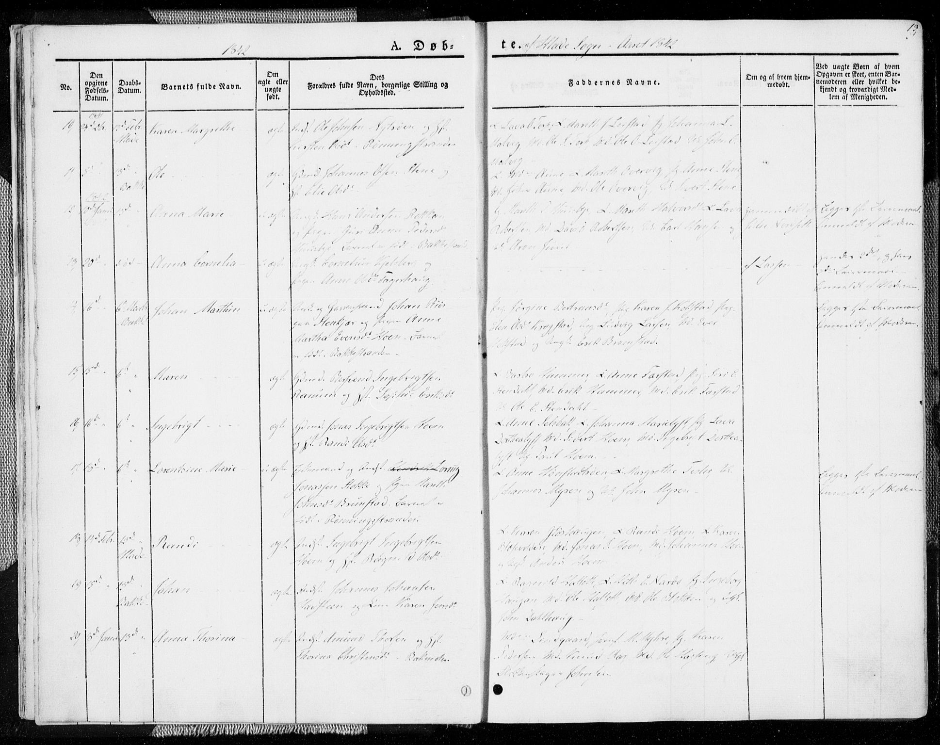 Ministerialprotokoller, klokkerbøker og fødselsregistre - Sør-Trøndelag, SAT/A-1456/606/L0290: Ministerialbok nr. 606A05, 1841-1847, s. 13