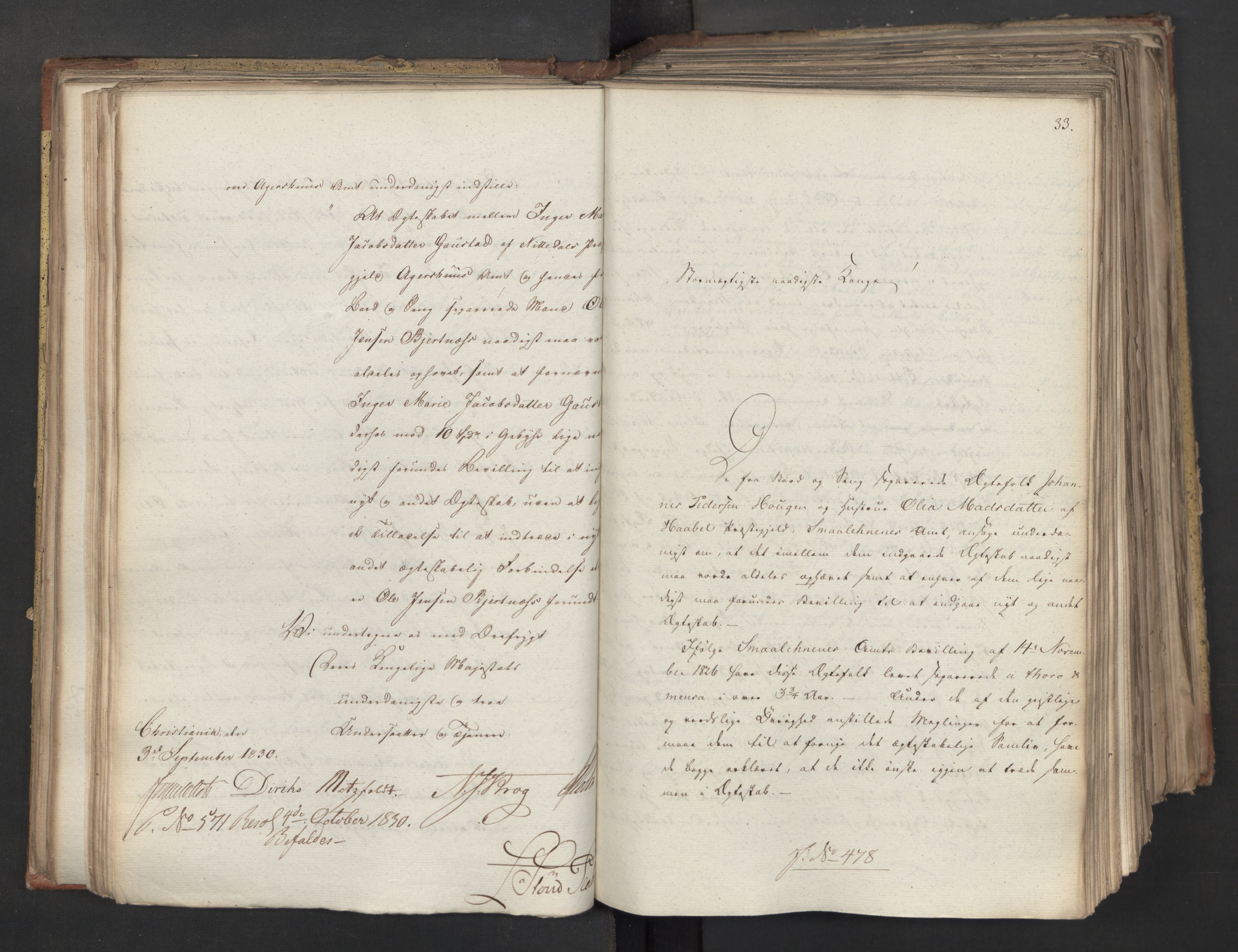 Statsrådsavdelingen i Stockholm, AV/RA-S-1003/D/Da/L0067: Regjeringsinnstillinger nr. 450-659, 1830, s. 107