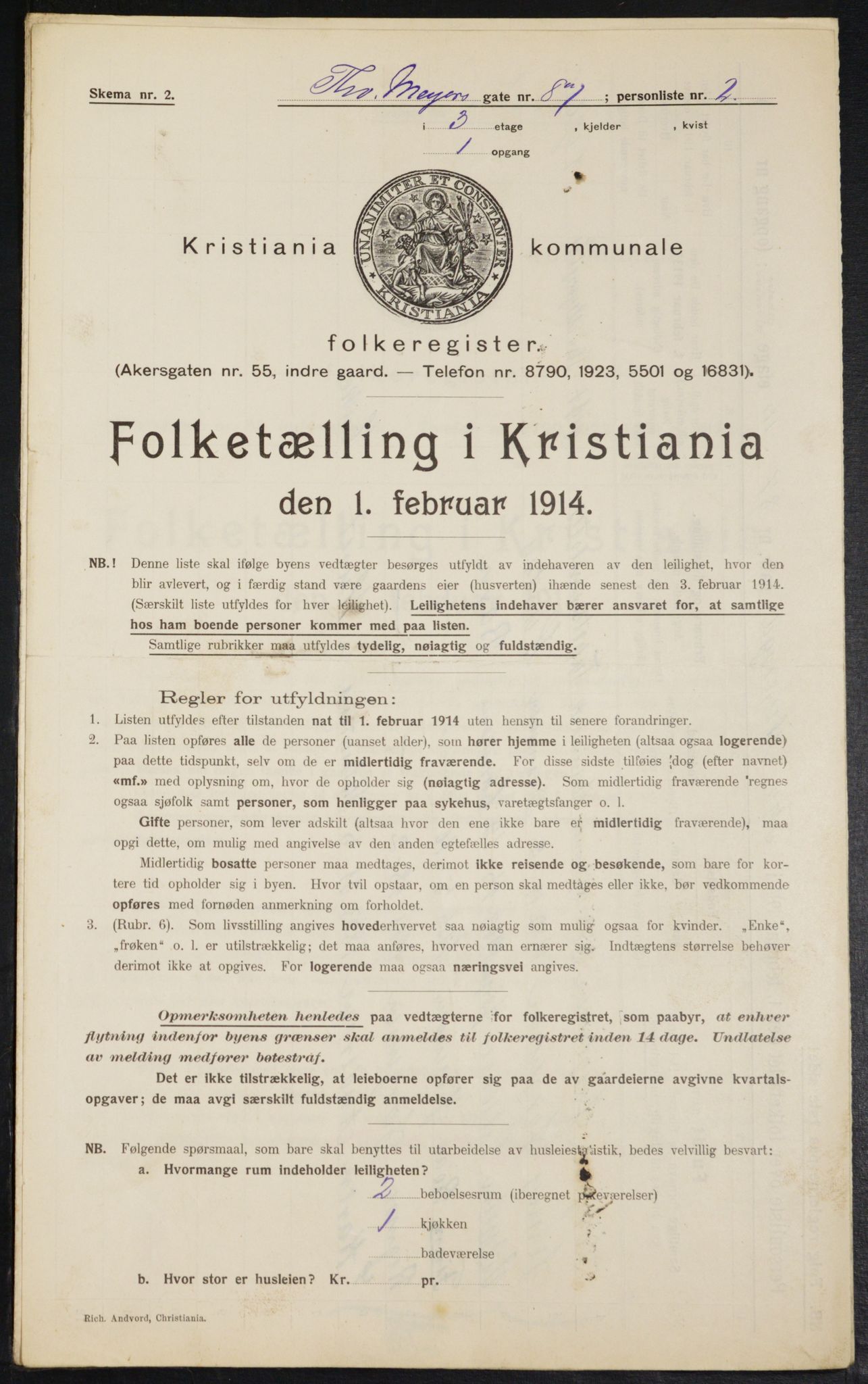 OBA, Kommunal folketelling 1.2.1914 for Kristiania, 1914, s. 112222