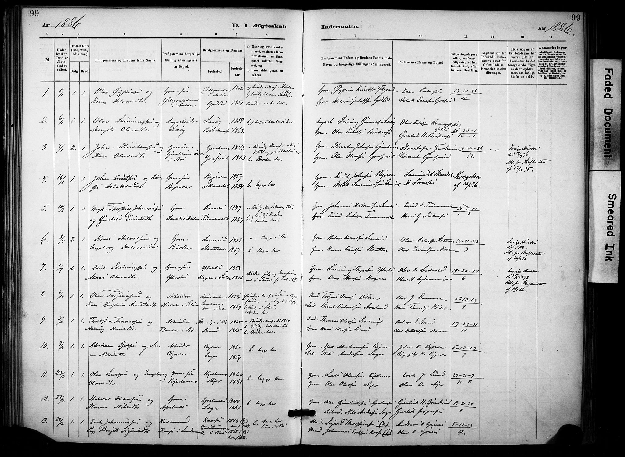 Lunde kirkebøker, AV/SAKO-A-282/F/Fa/L0002: Ministerialbok nr. I 2, 1884-1892, s. 99