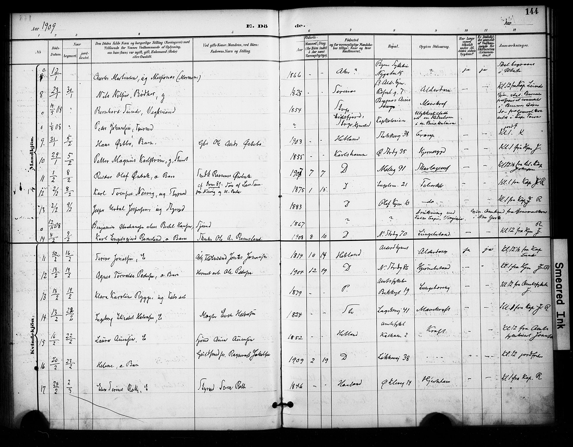 Domkirken sokneprestkontor, AV/SAST-A-101812/001/30/30BA/L0032: Ministerialbok nr. A 31, 1896-1917, s. 144