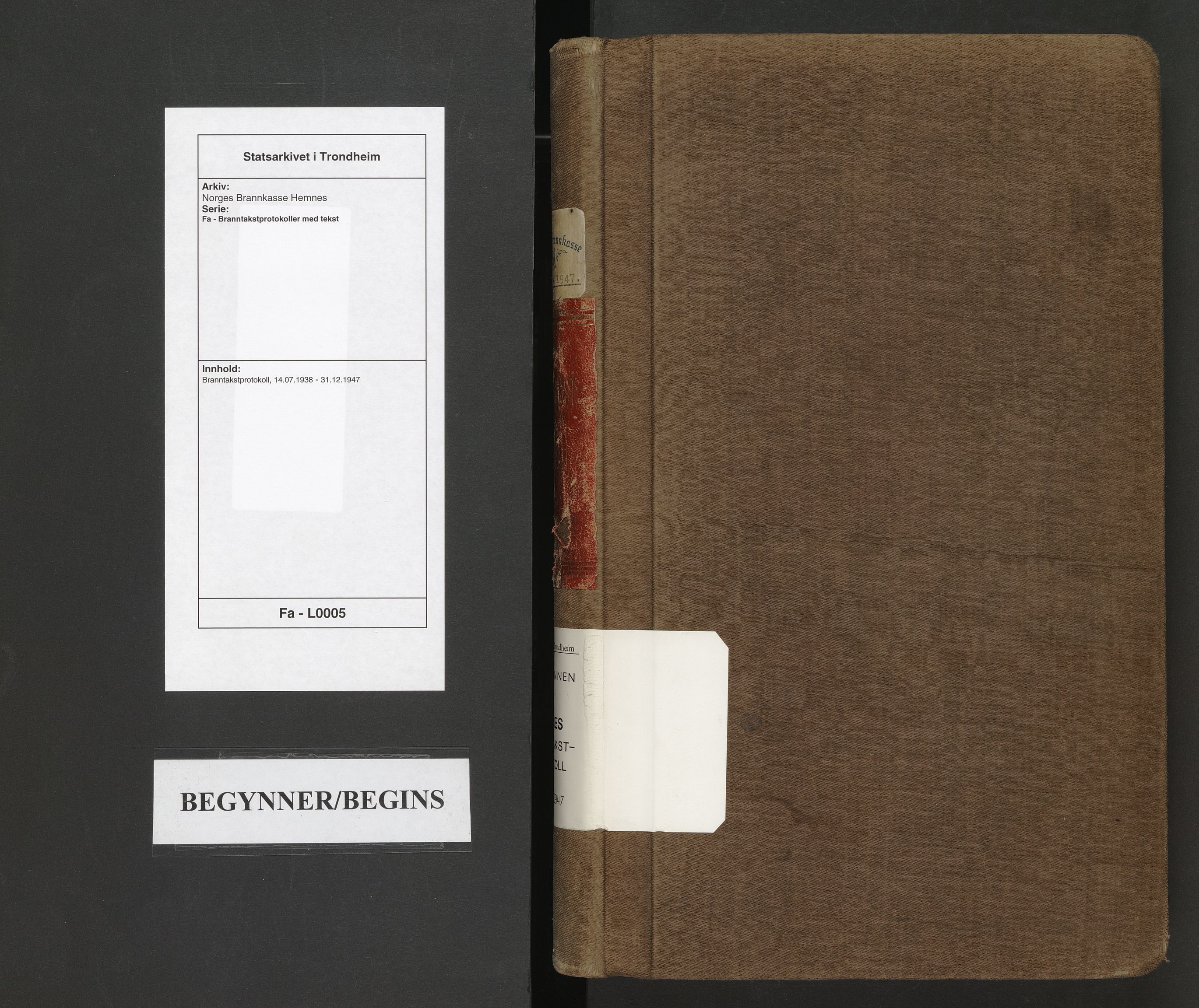 Norges Brannkasse Hemnes, SAT/A-5576/Fa/L0005: Branntakstprotokoll, 1938-1947