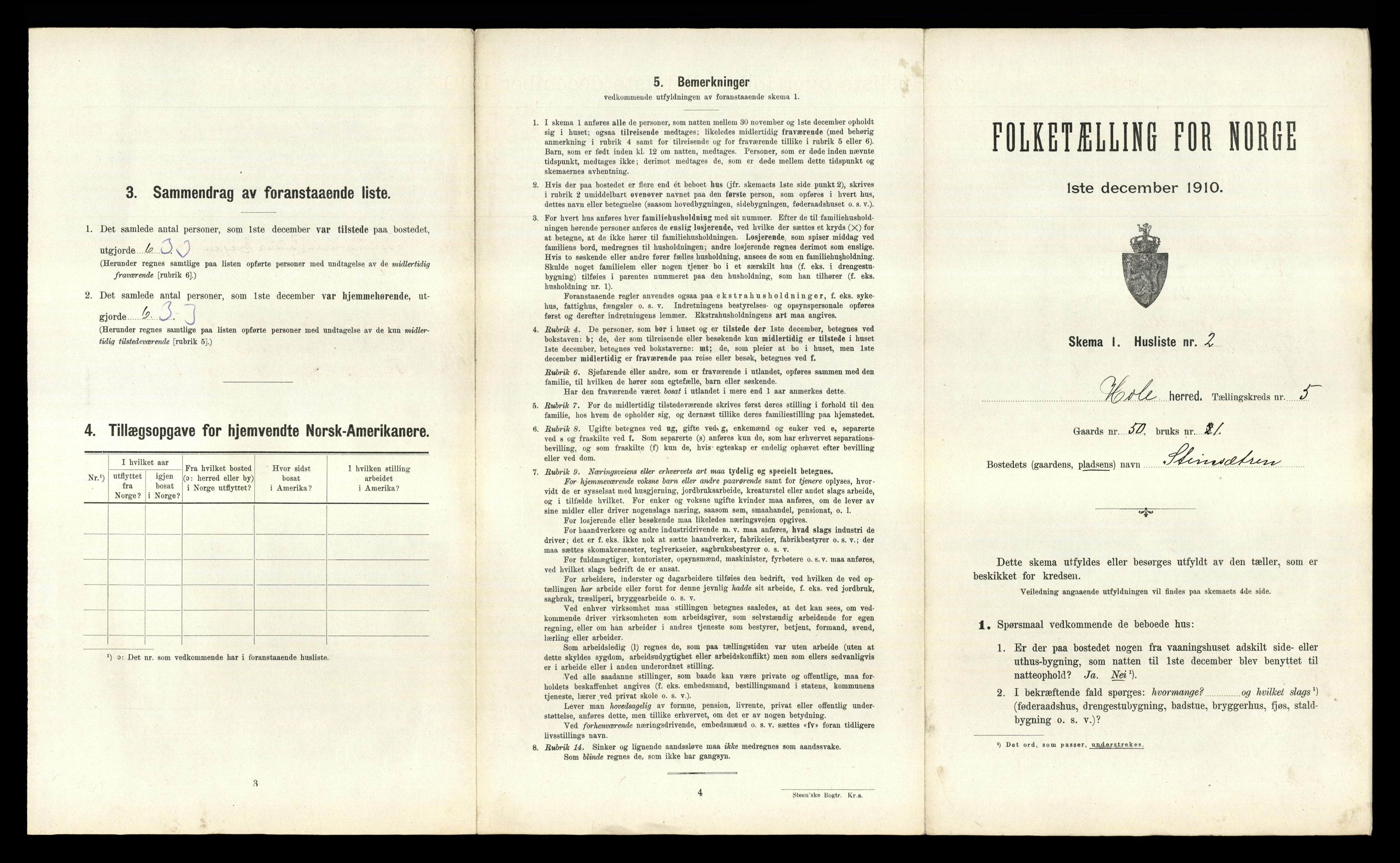 RA, Folketelling 1910 for 0612 Hole herred, 1910, s. 706