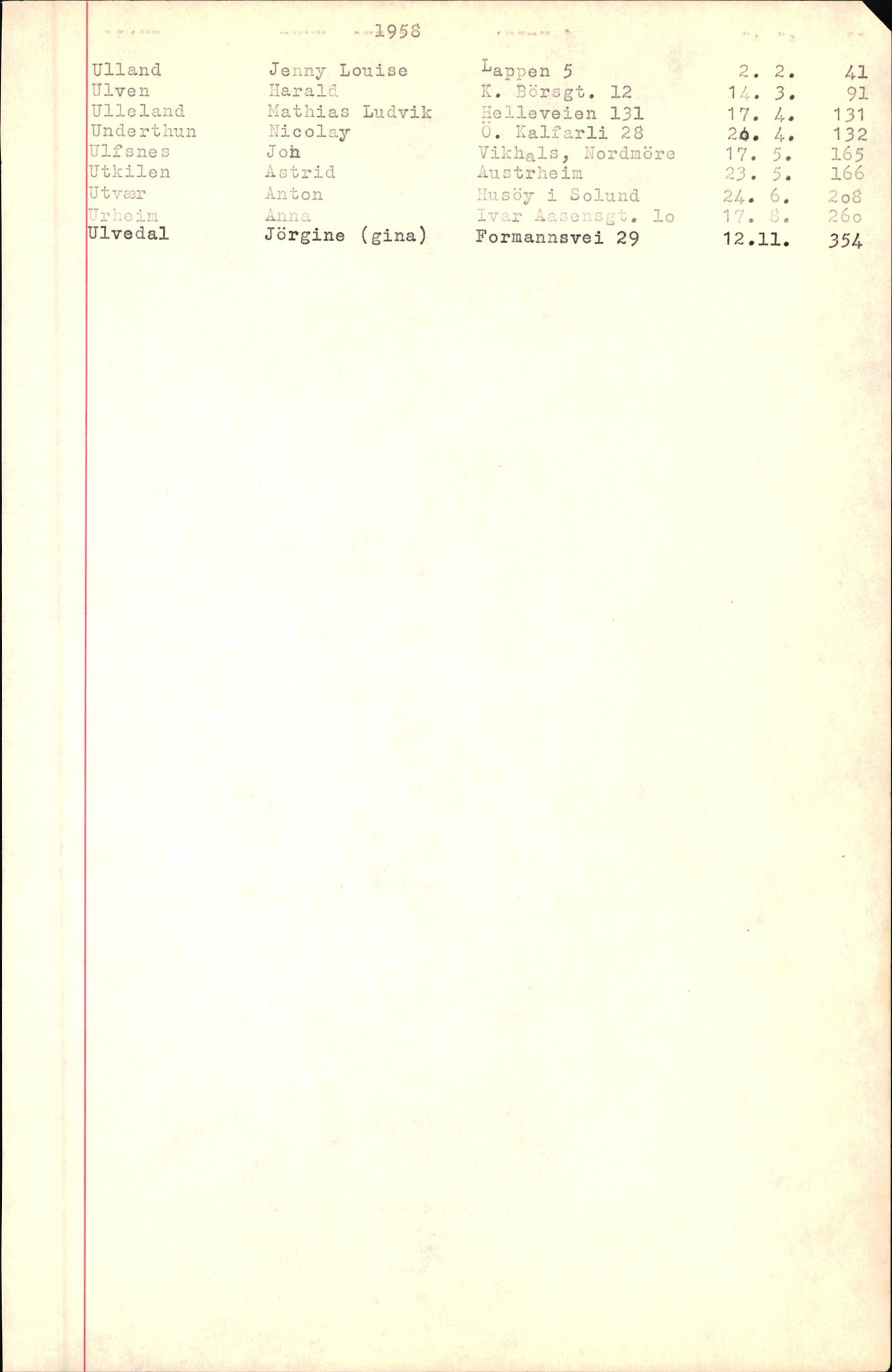 Byfogd og Byskriver i Bergen, SAB/A-3401/06/06Nb/L0007: Register til dødsfalljournaler, 1956-1965, s. 337