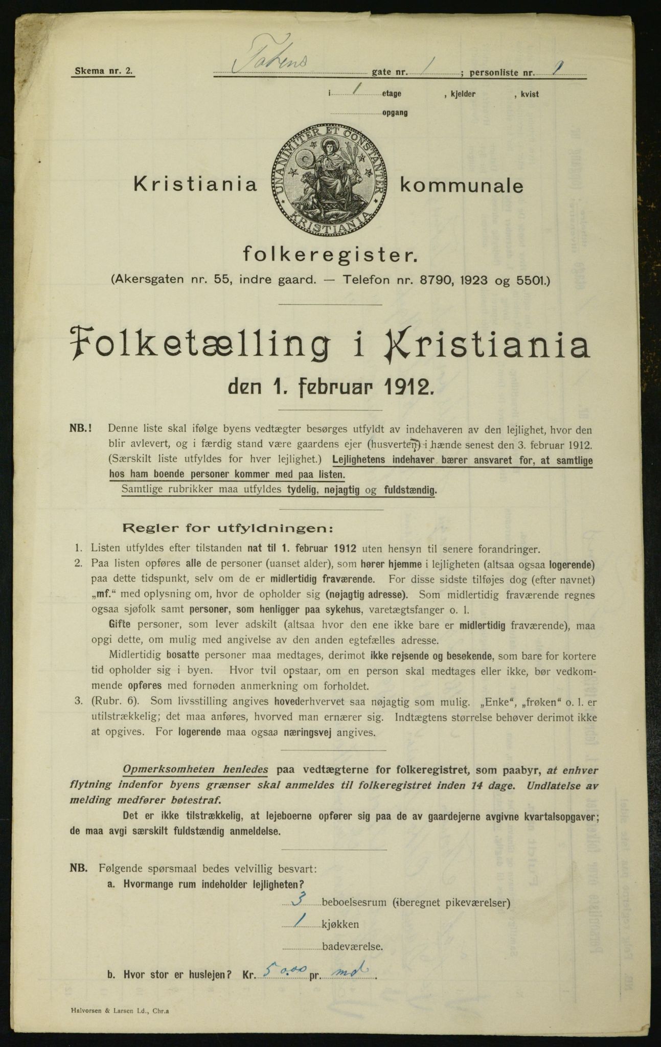 OBA, Kommunal folketelling 1.2.1912 for Kristiania, 1912, s. 115368