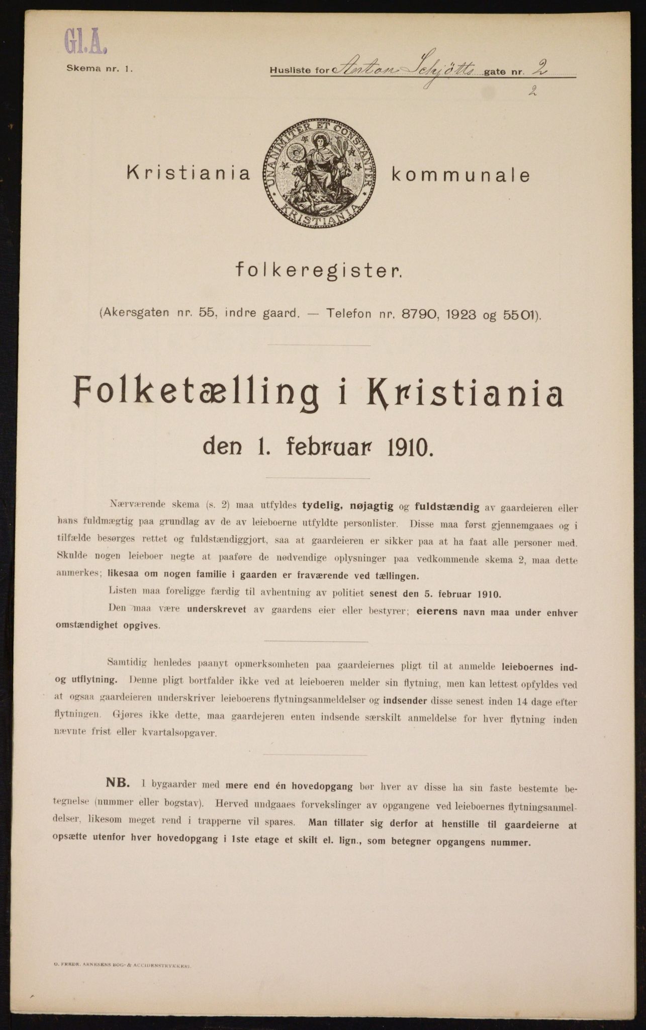 OBA, Kommunal folketelling 1.2.1910 for Kristiania, 1910, s. 1191