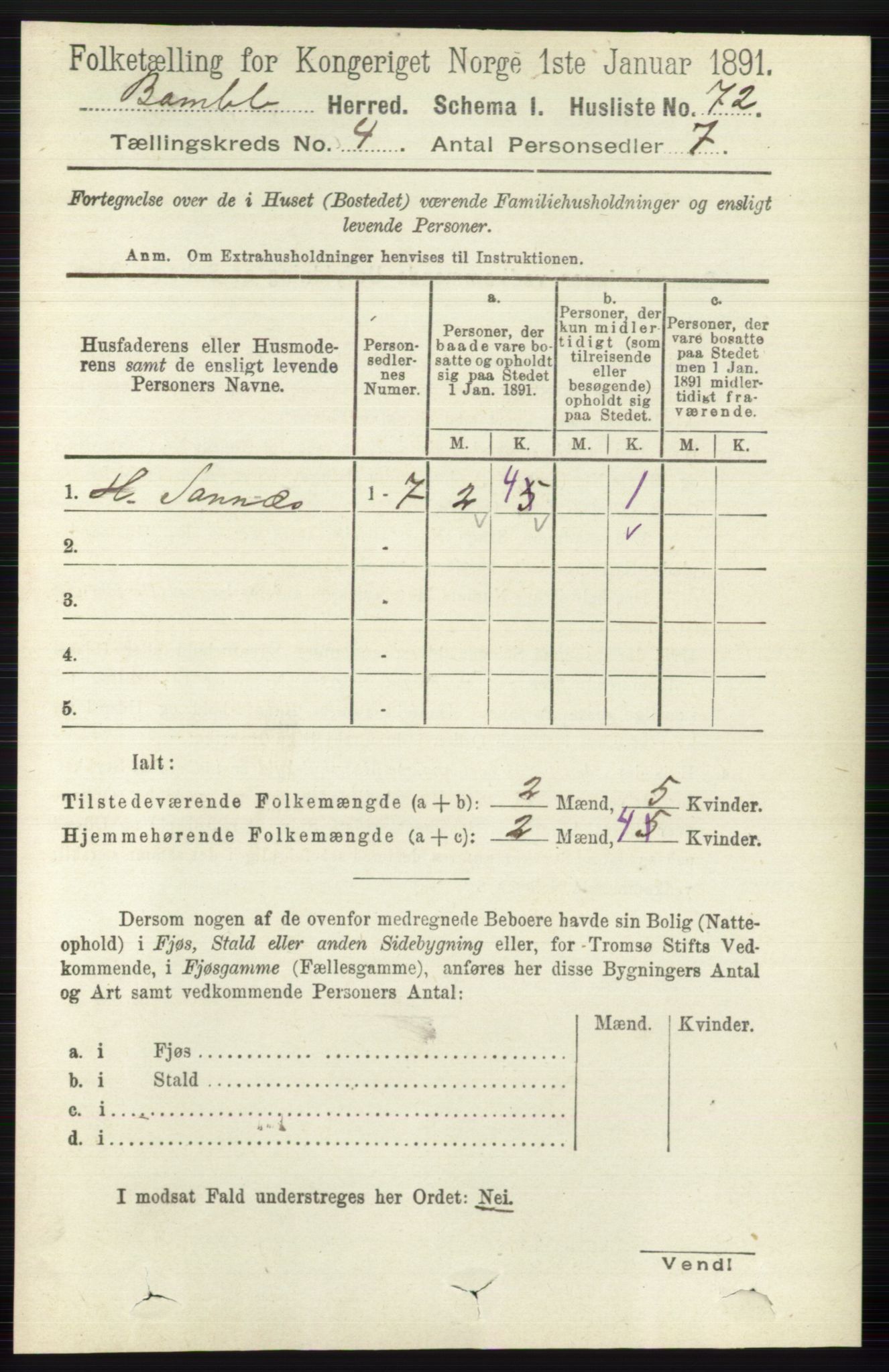 RA, Folketelling 1891 for 0814 Bamble herred, 1891, s. 1809